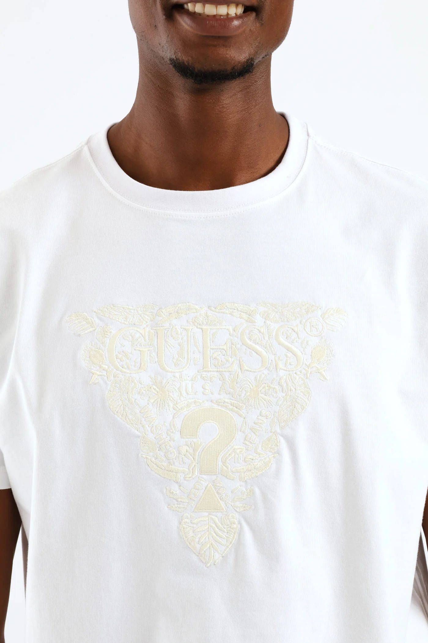 Flower Embroidery Tee - White - Image 2