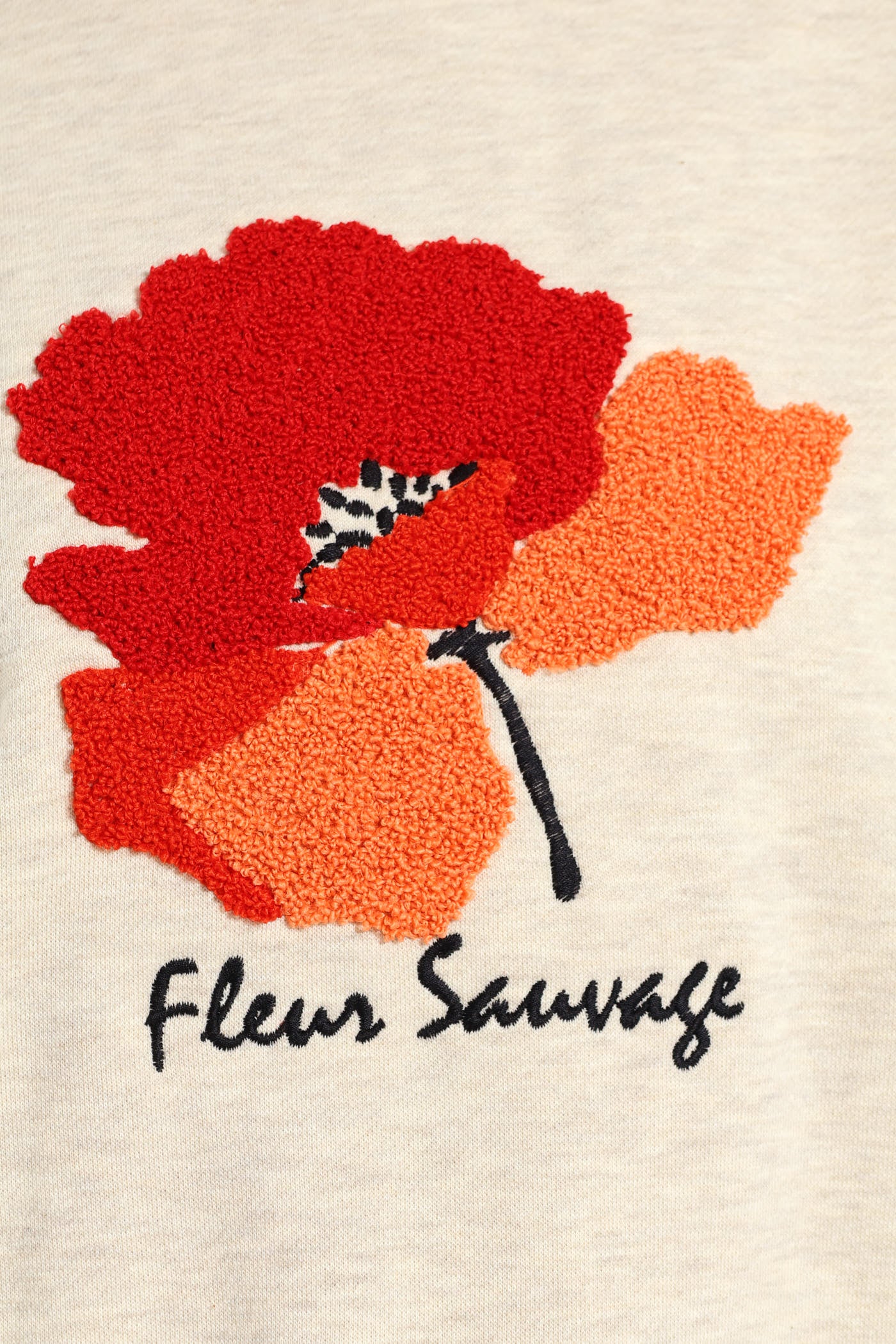 Flower Loop Embroidered Pullover - Oatmeal Melange - Image 4