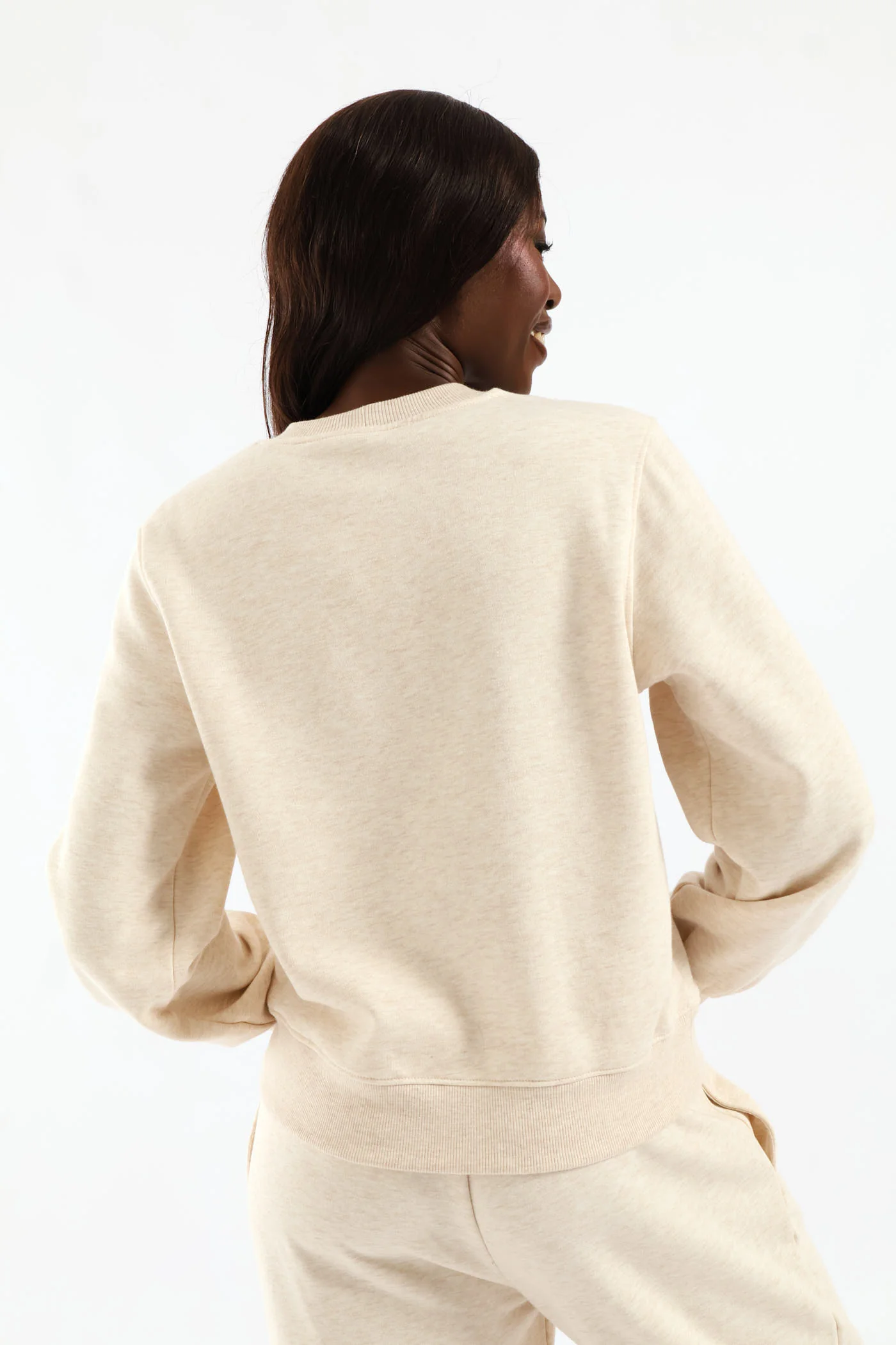 Flower Loop Embroidery Pullover - Oatmeal Melange - Image 11