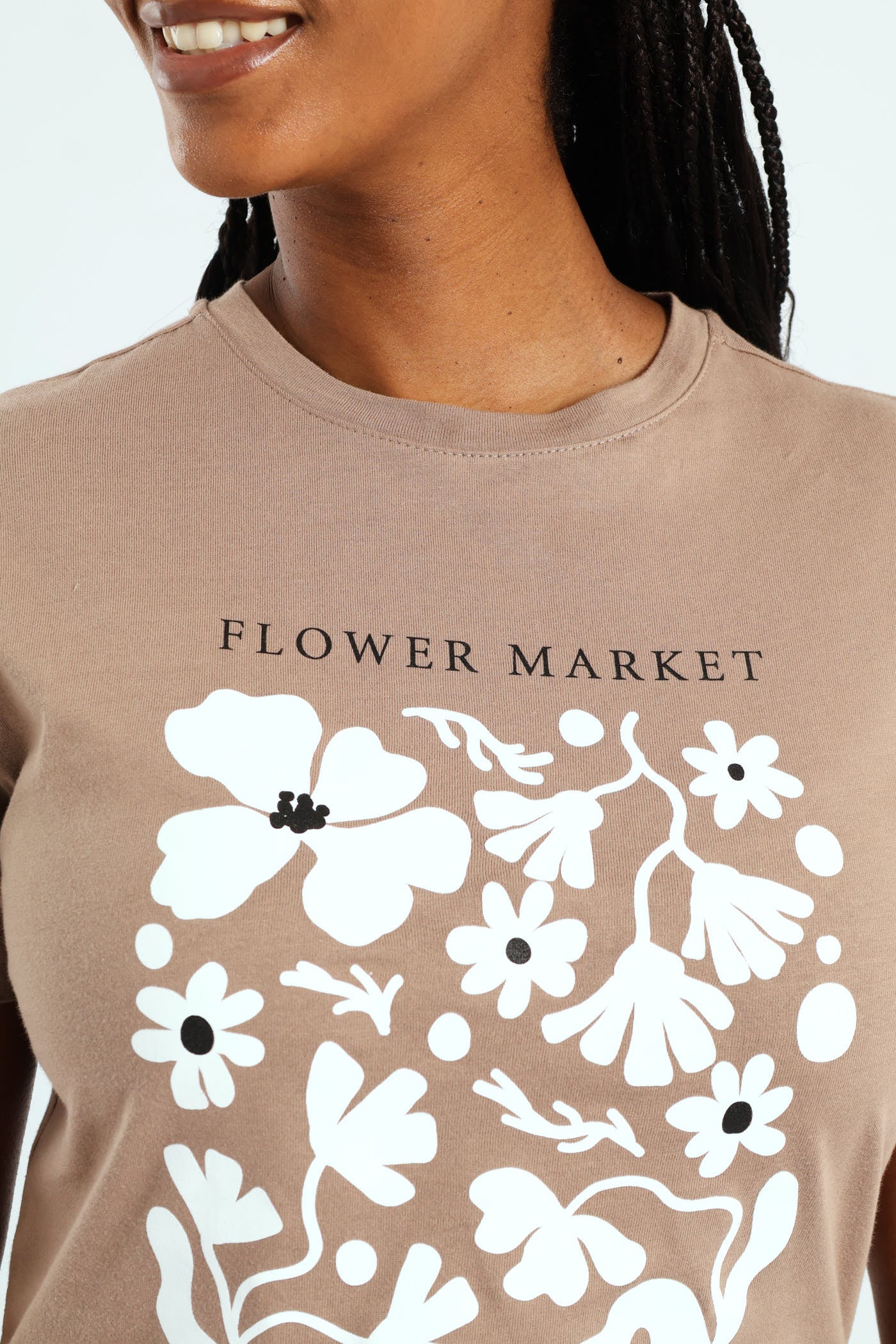 Flower Market Frame Tee - Taupe - Image 2