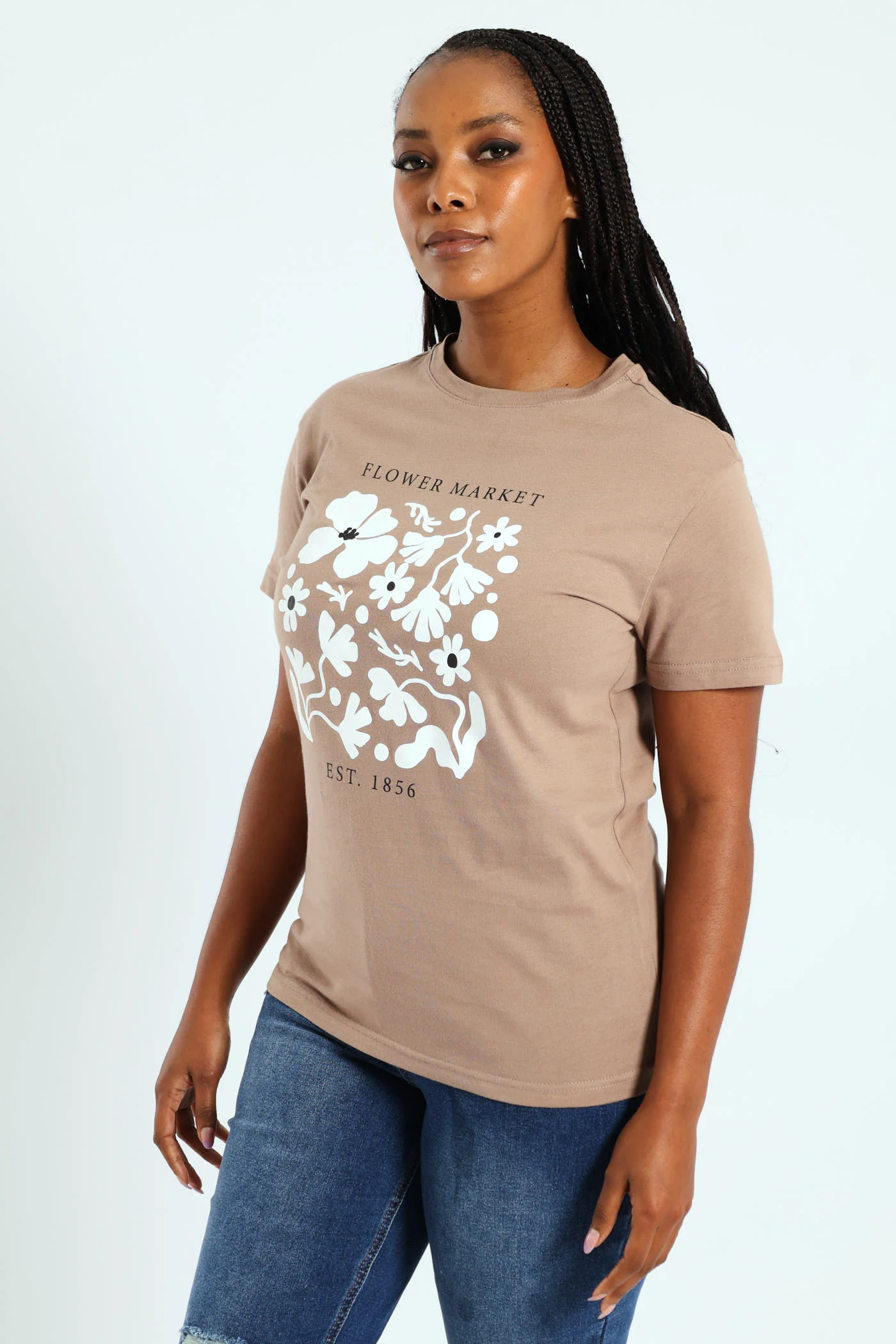 Flower Market Frame Tee - Taupe - Image 3