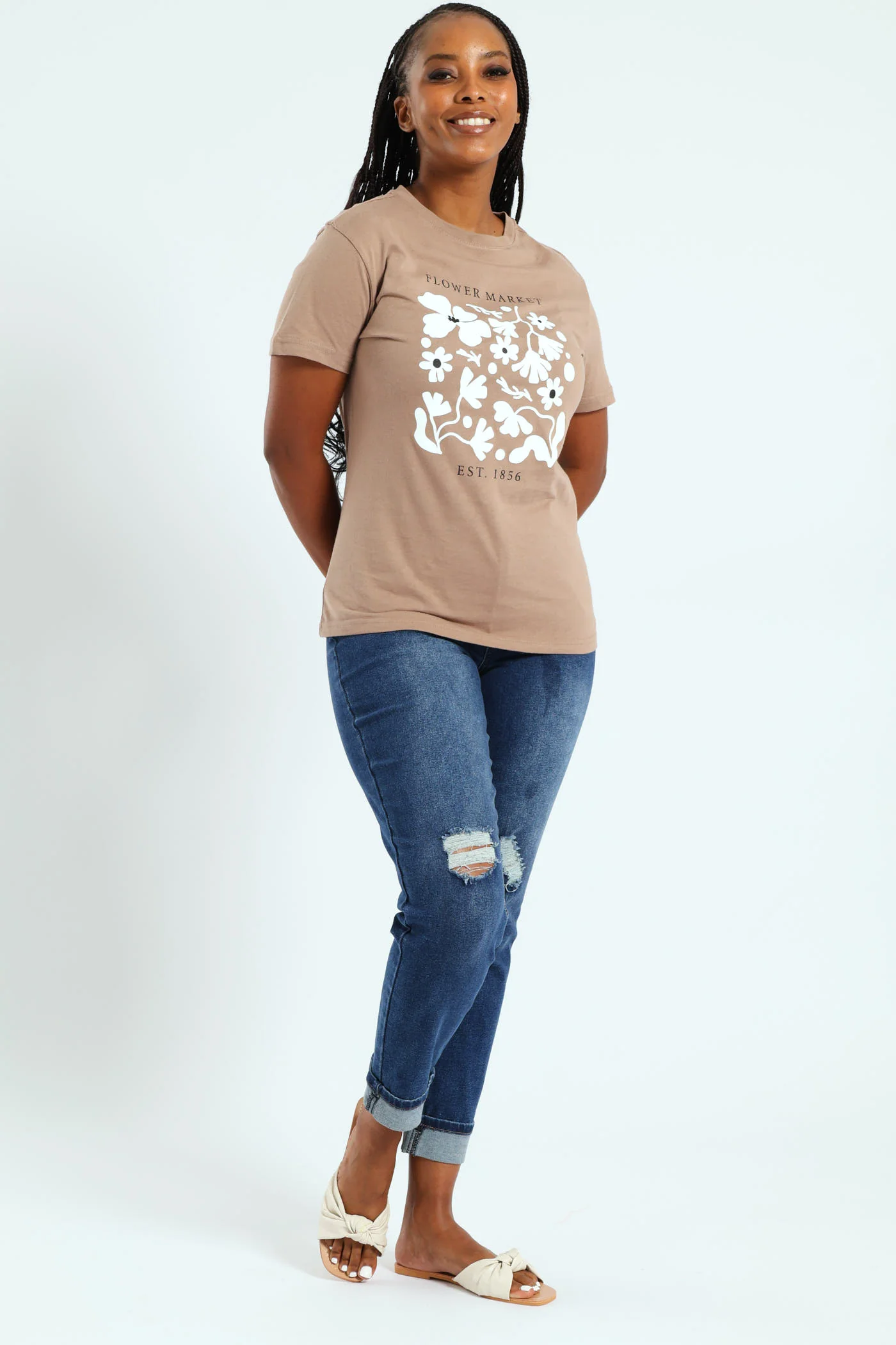 Flower Market Frame Tee - Taupe - Image 5