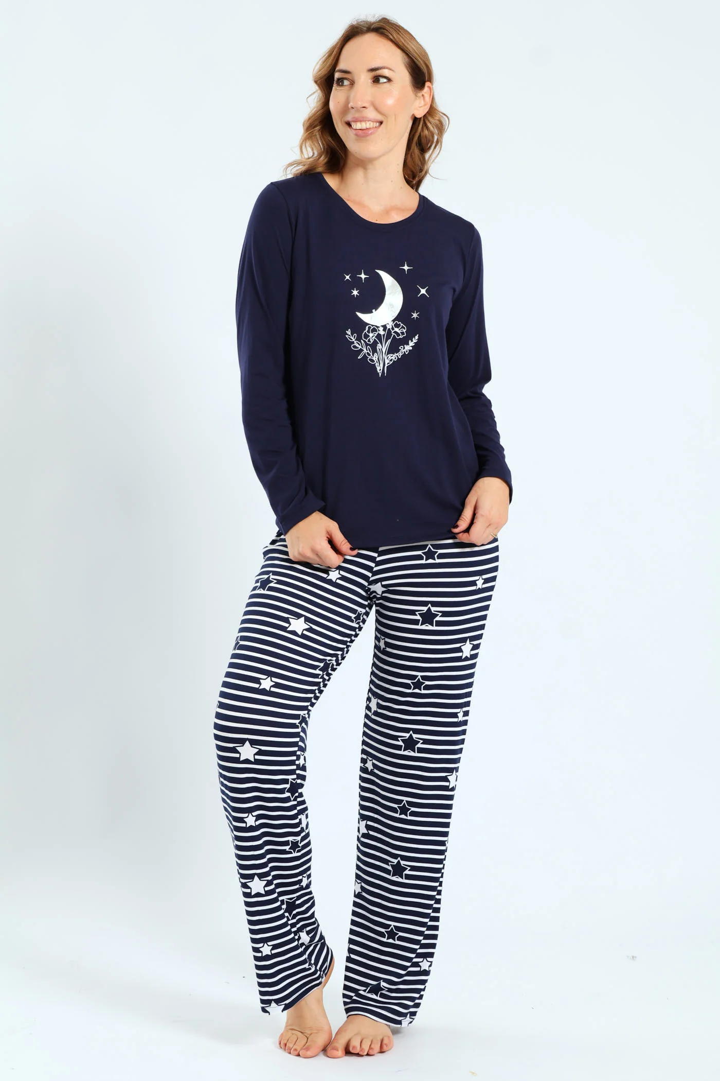 Flower Moon Basic Screen Tee - Navy - Image 4