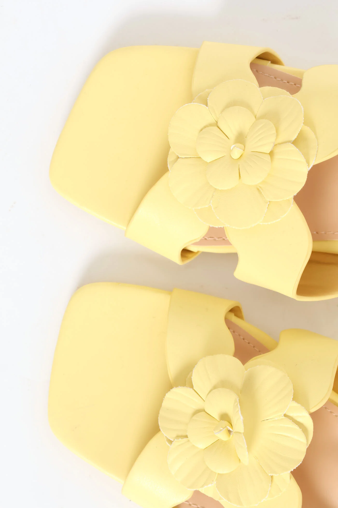 Flower Slip On Mule Block Heel - Yellow - Image 2