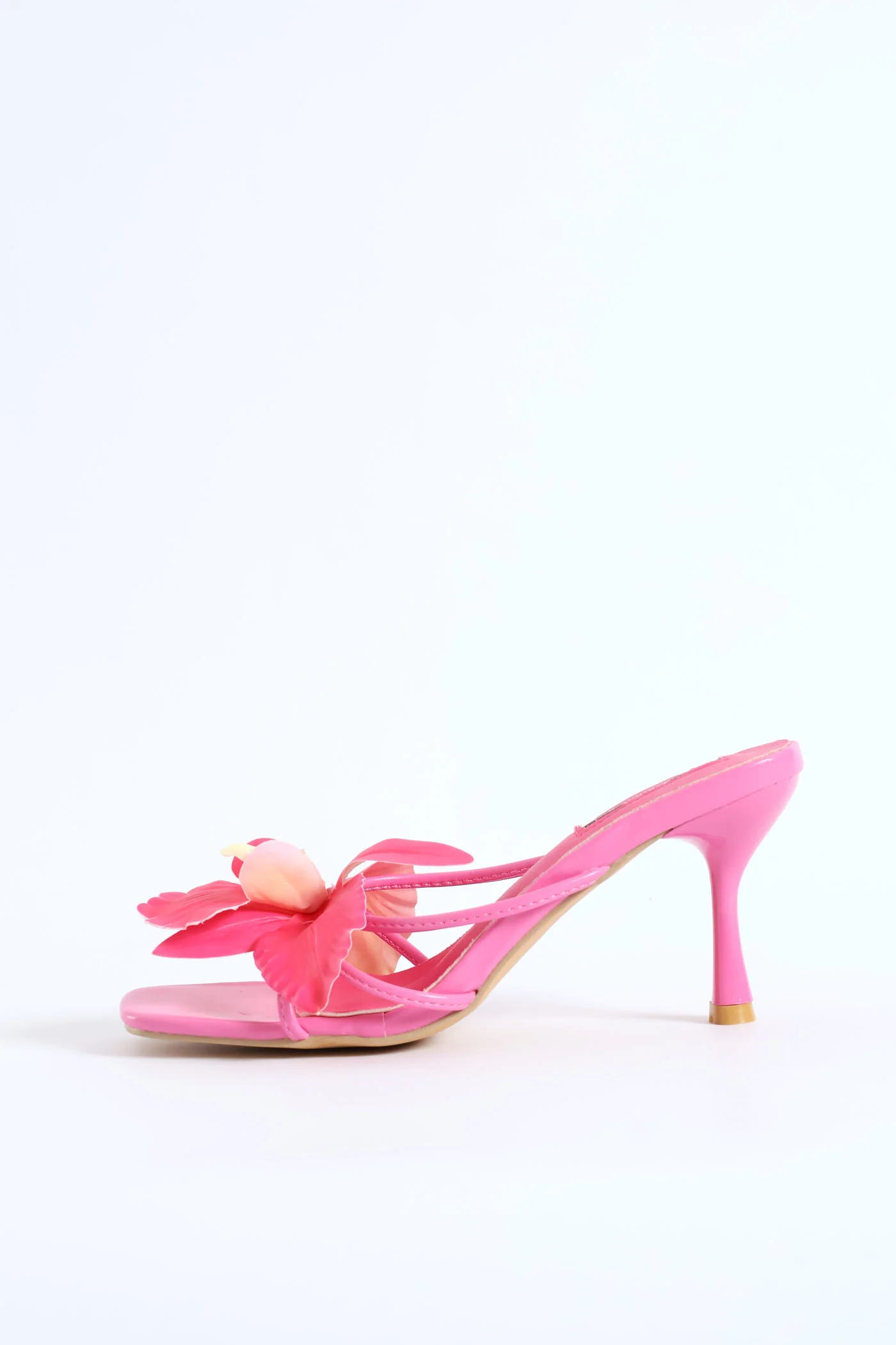 Flower Trim Strappy Mule Heel - Pink - Image 4