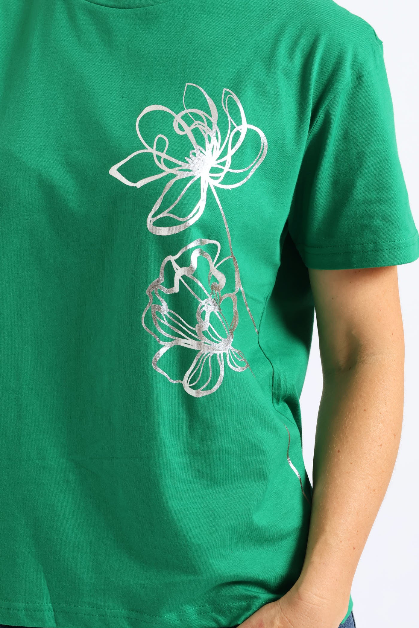 Flowers Placement Tee - Emerald - Image 2