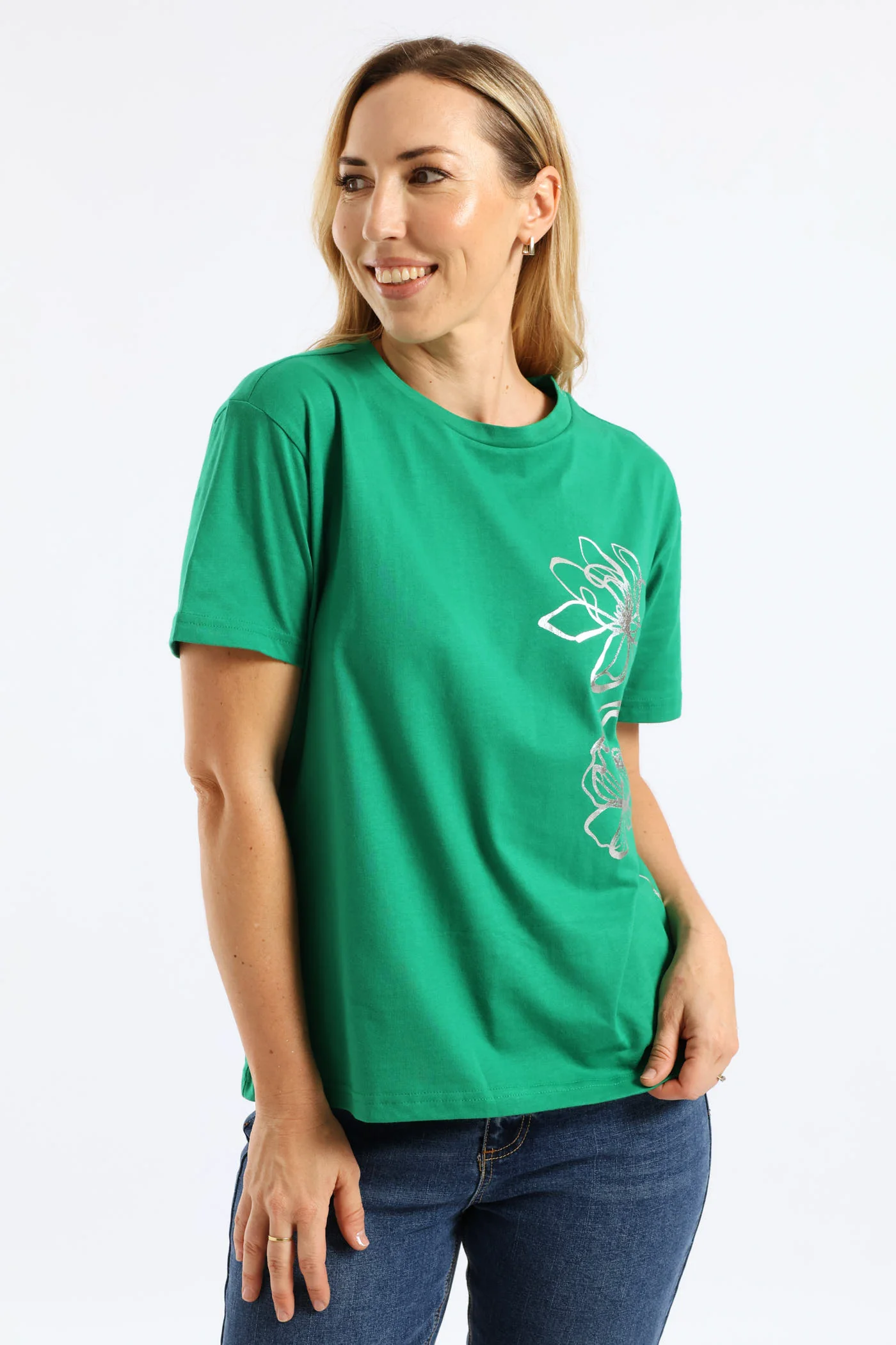Flowers Placement Tee - Emerald - Image 3