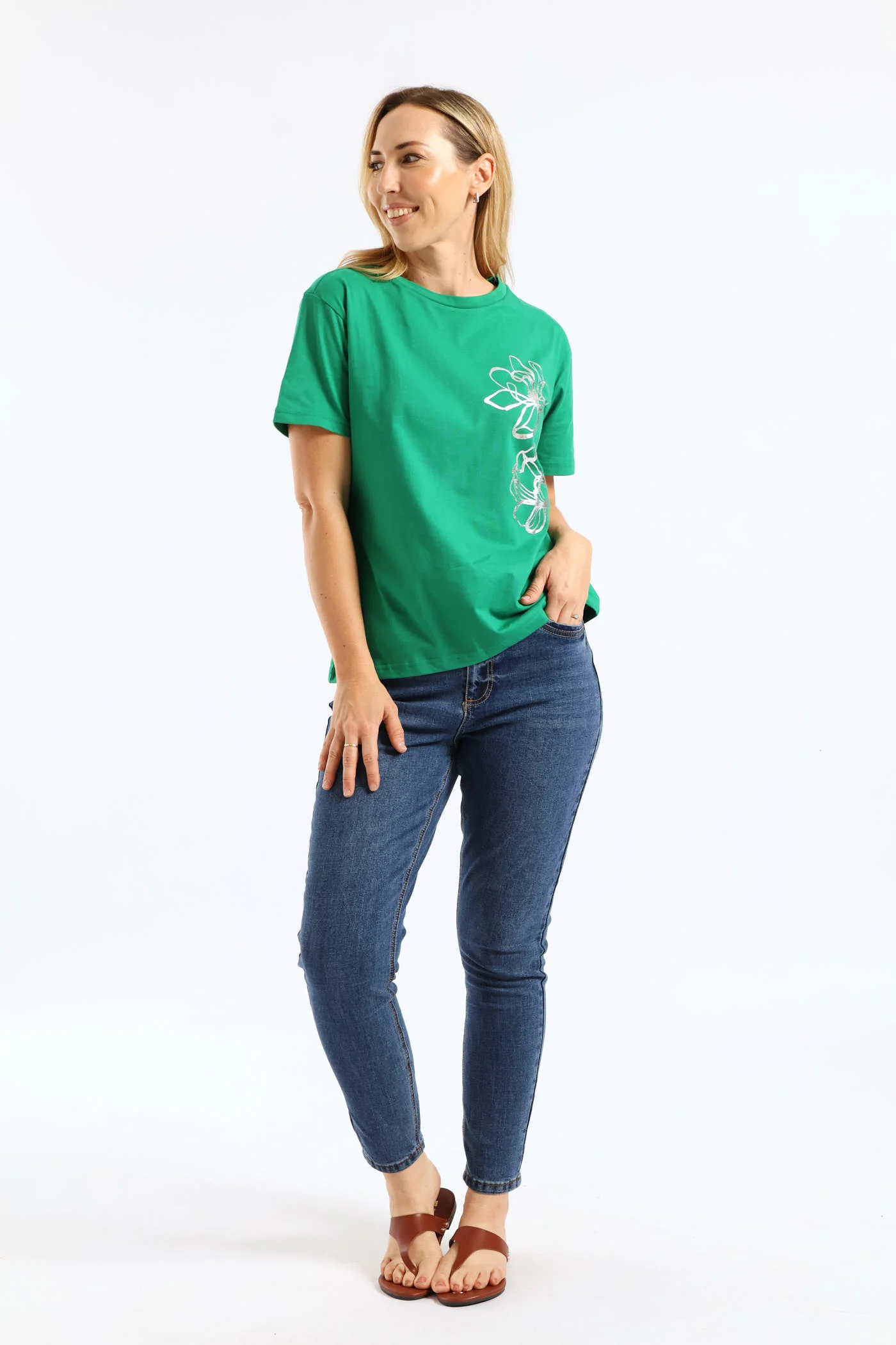 Flowers Placement Tee - Emerald - Image 5