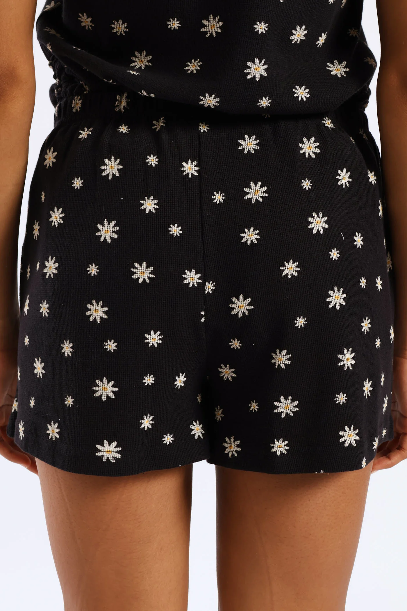 Flowers Waffle Knit Short - Black - Image 4