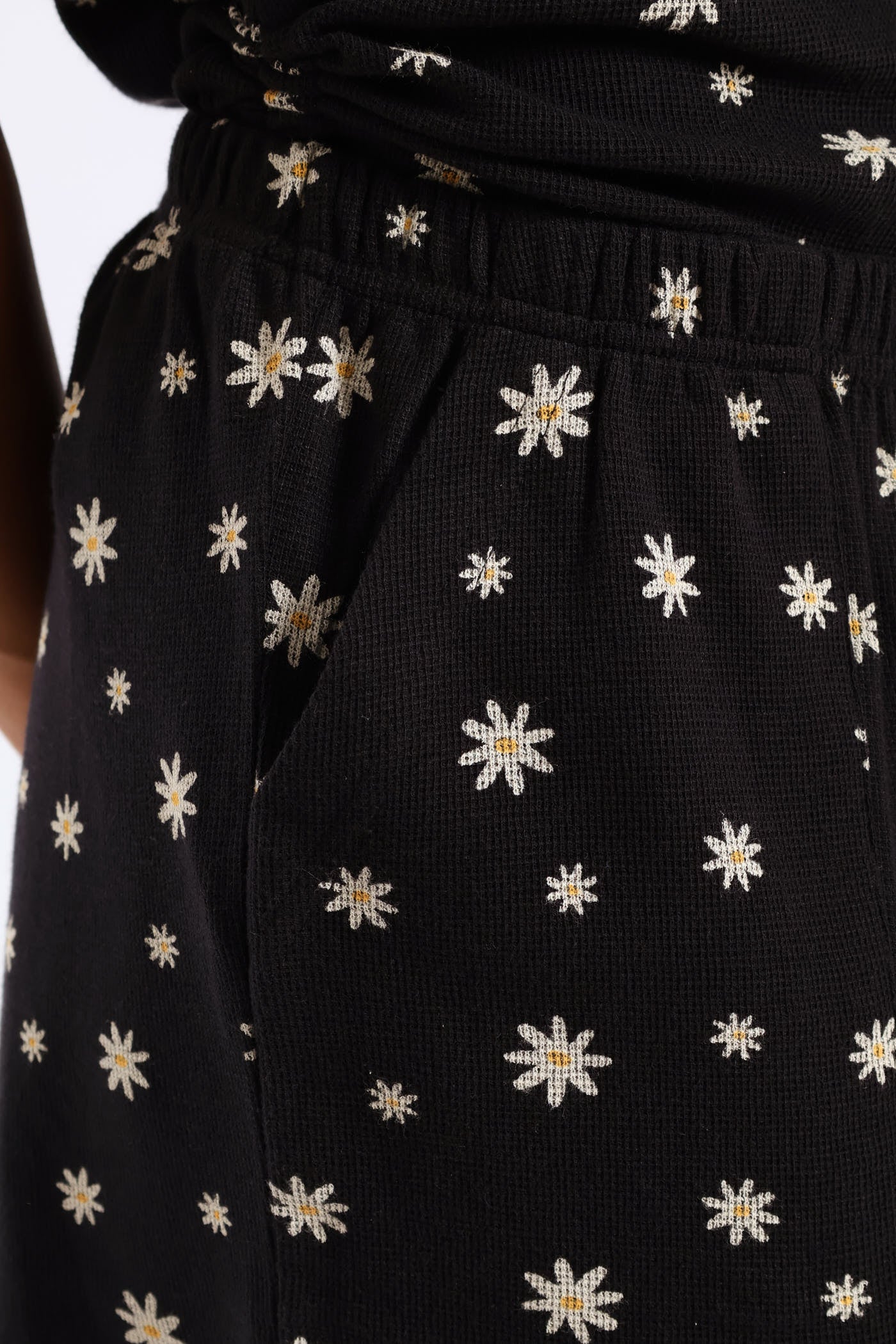 Flowers Waffle Knit Short - Black - Image 5