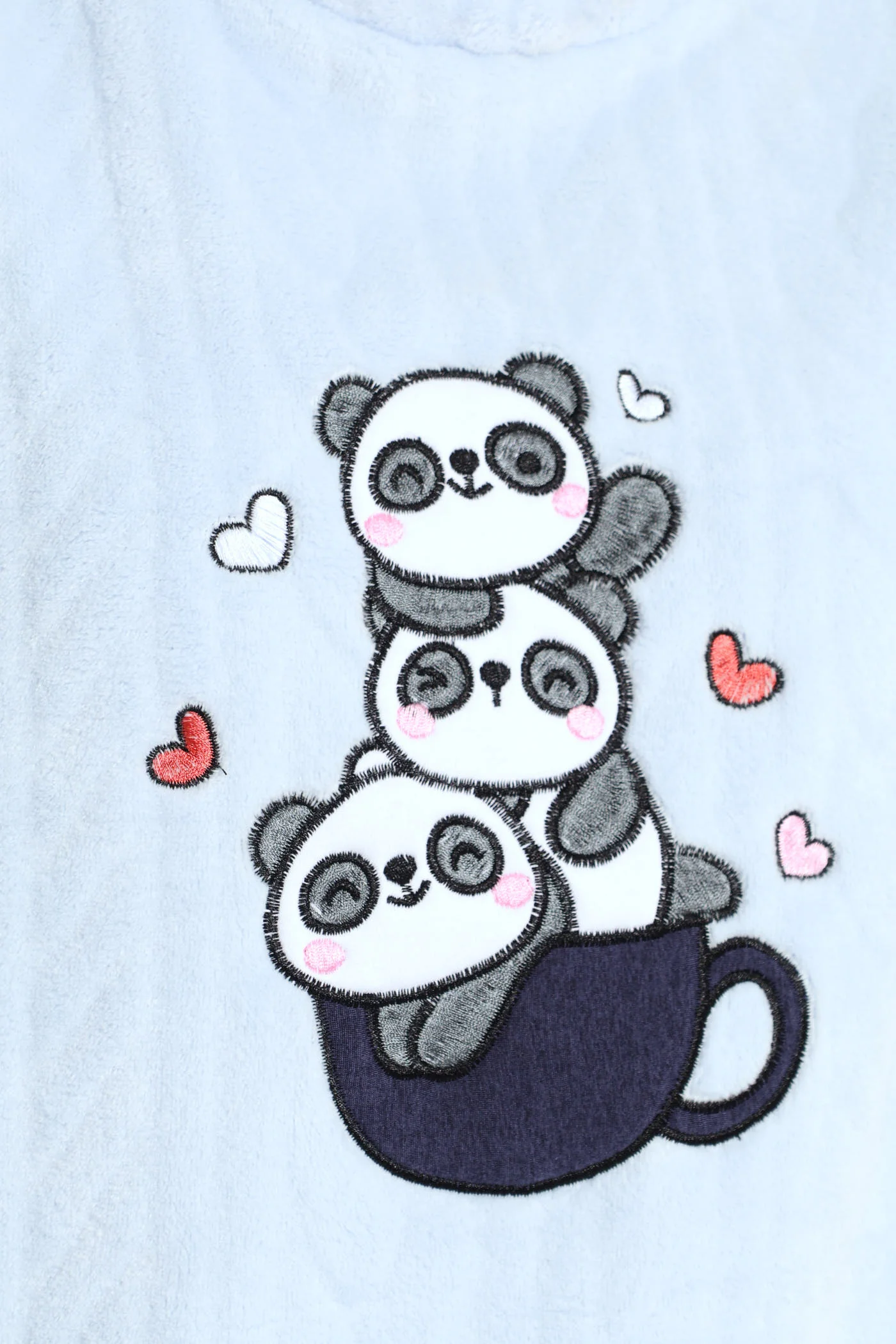 Fluffy Panda Stack Embroidered Pullover - Blue - Image 2