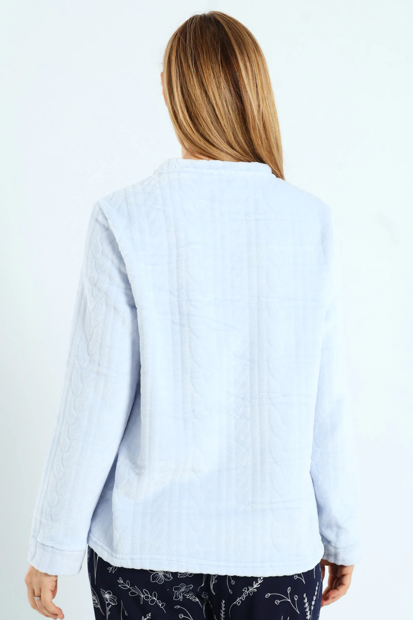 Fluffy Panda Stack Embroidered Pullover - Blue - Image 4