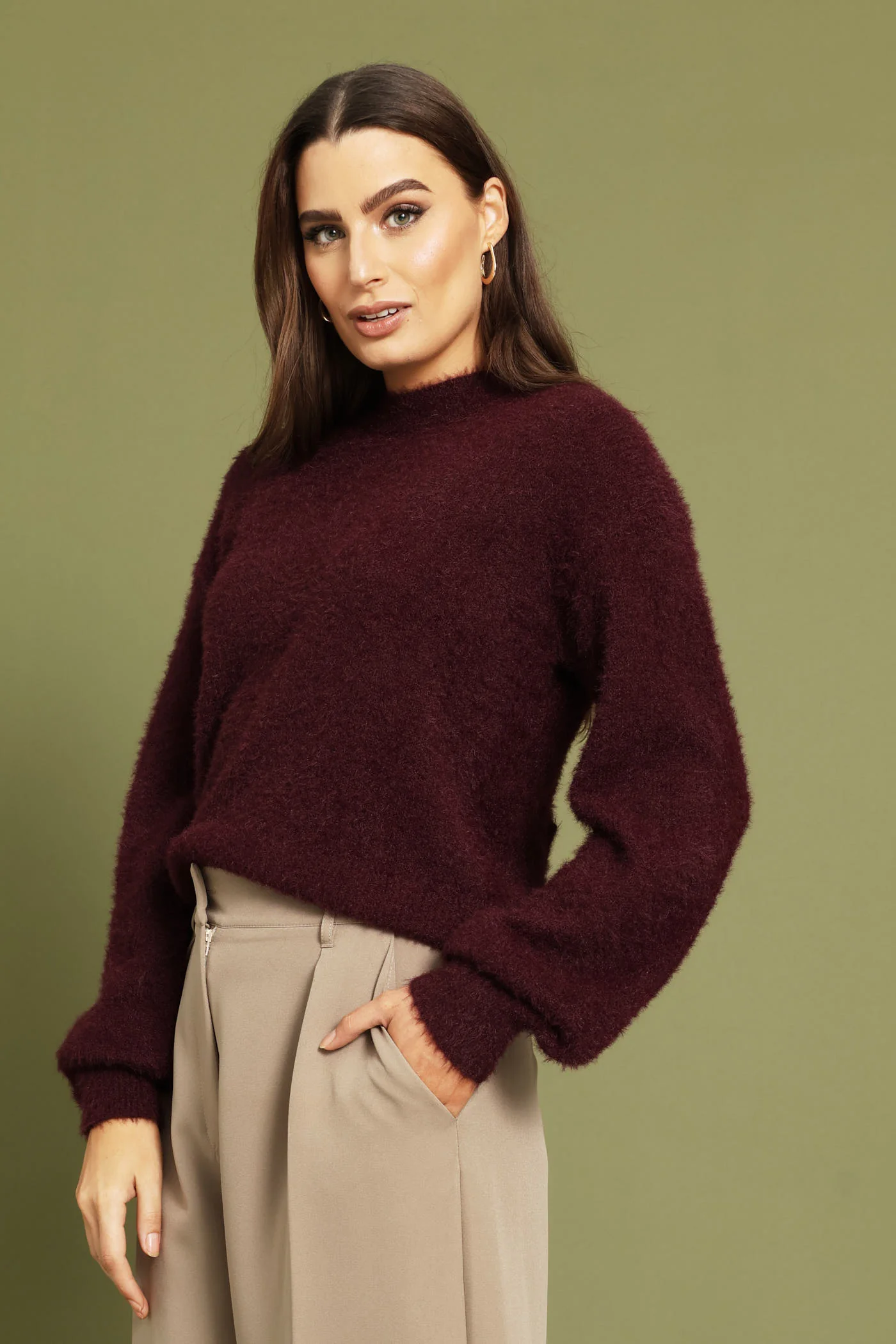 Fluffy Pullover - Plum - Image 4