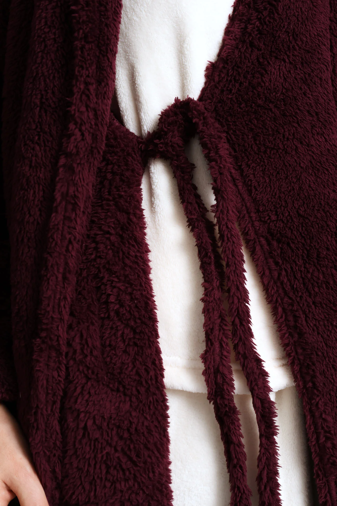 Fluffy Wrap Gown - Burgundy - Image 4