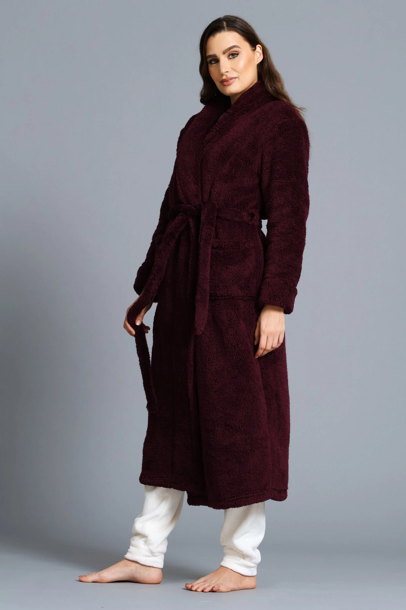 Fluffy Wrap Gown - Burgundy - Image 5