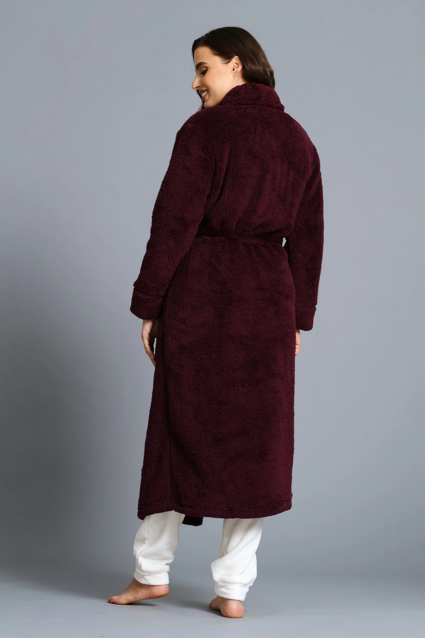 Fluffy Wrap Gown - Burgundy - Image 6