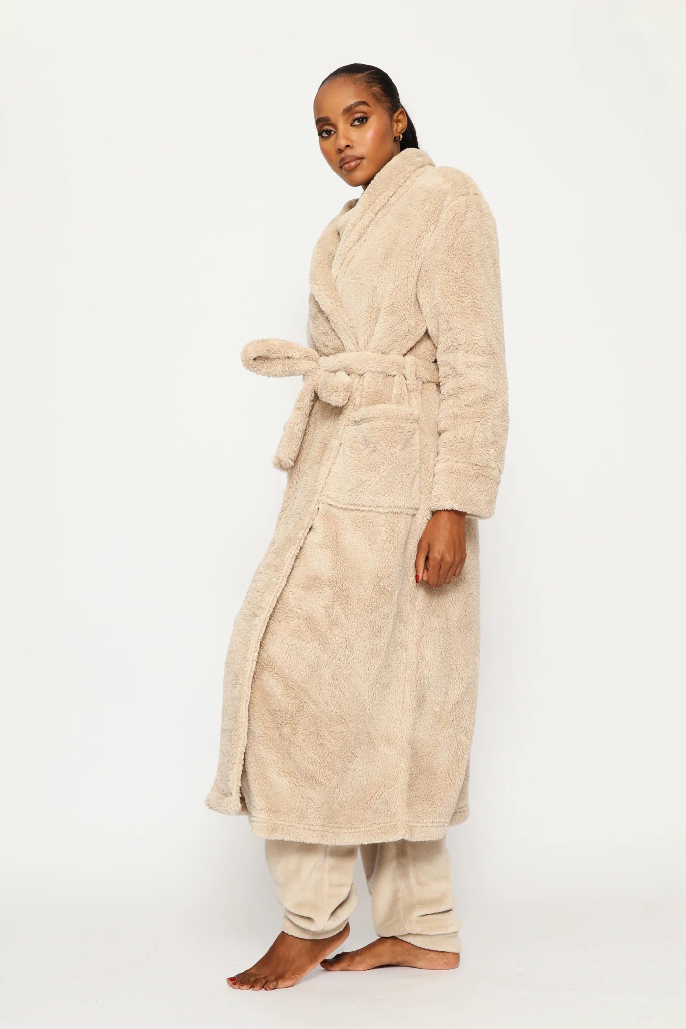Fluffy Wrap Gown - Stone - Image 4