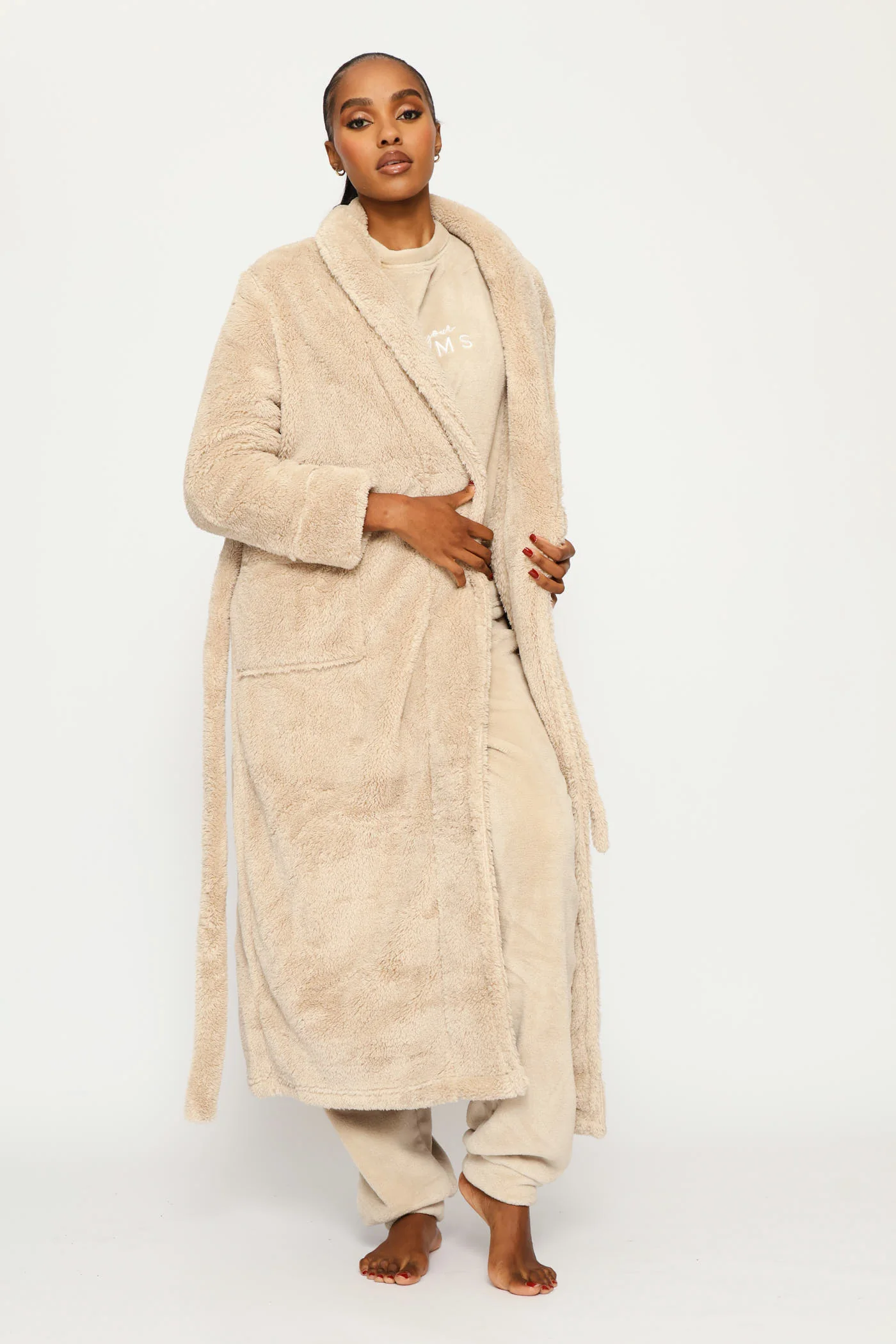 Fluffy Wrap Gown - Stone - Image 5