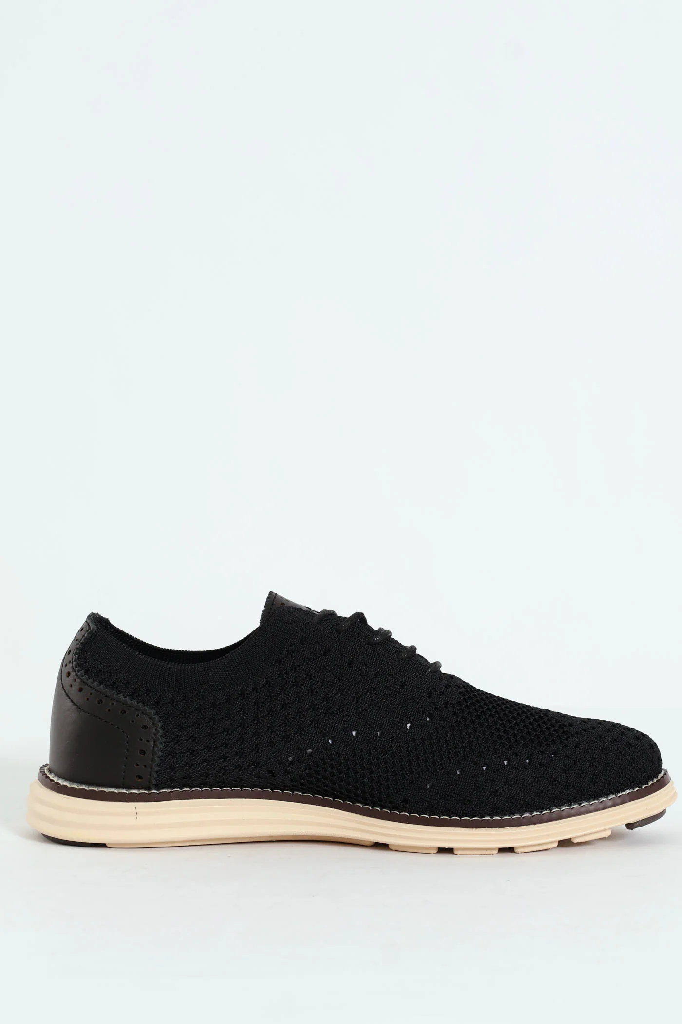 Flye Knit Smart Casual Lace Up Shoe - Black - Image 3