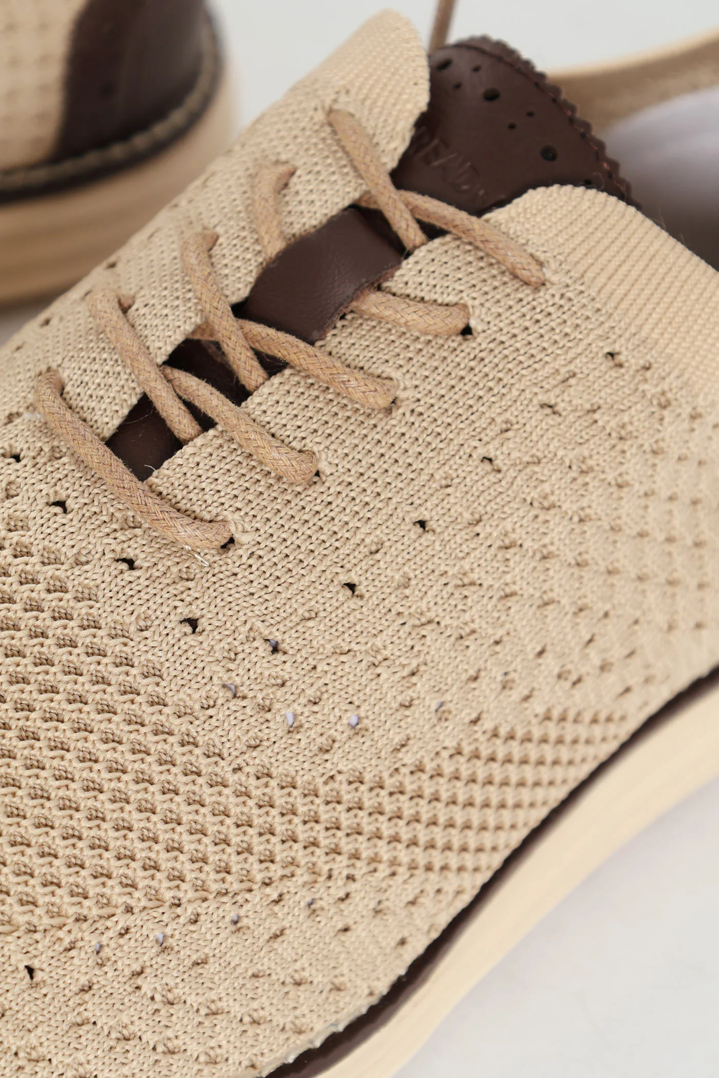 Flye Knit Smart Casual Lace Up Shoe - Stone - Image 4