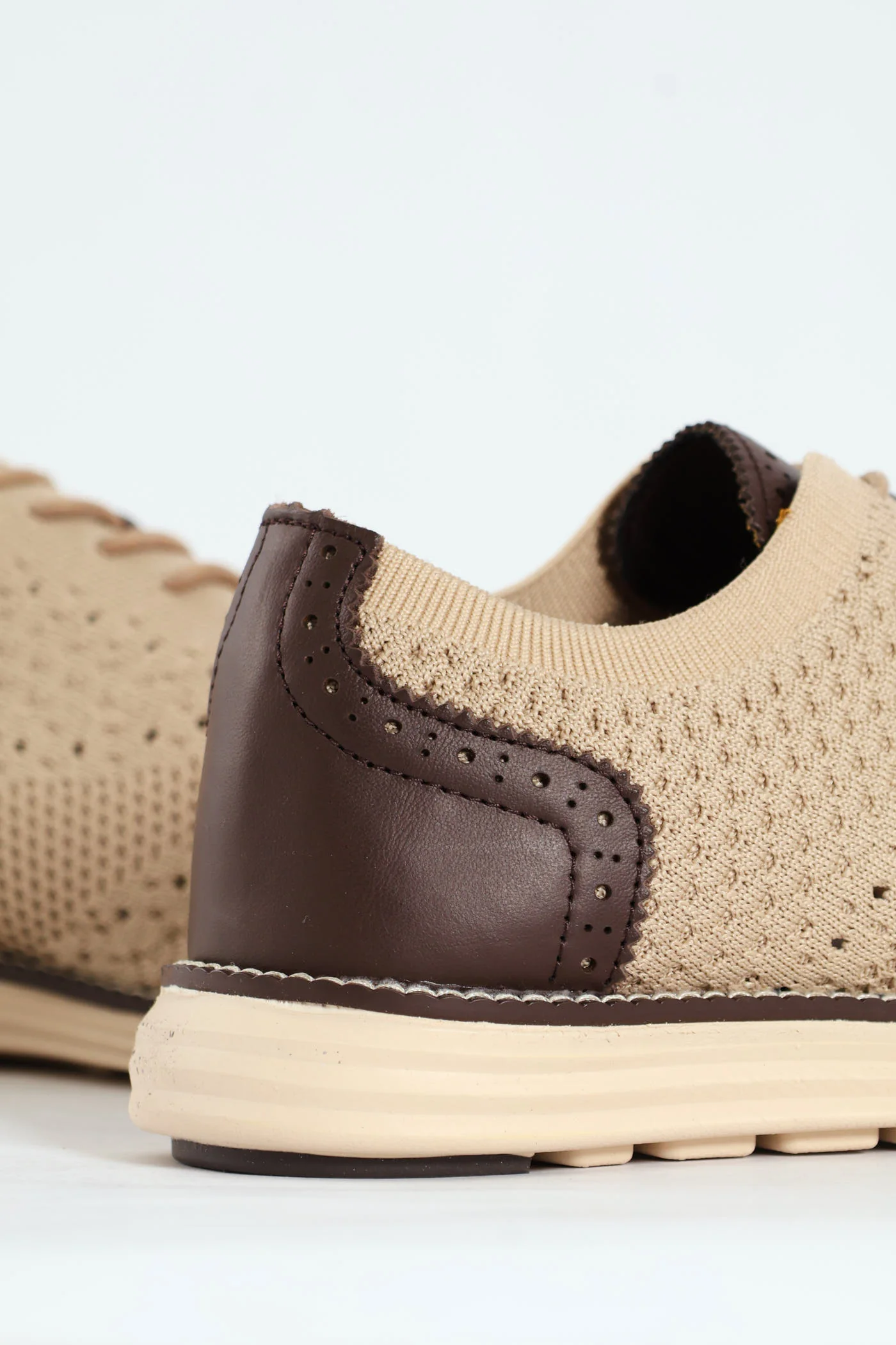 Flye Knit Smart Casual Lace Up Shoe - Stone - Image 5