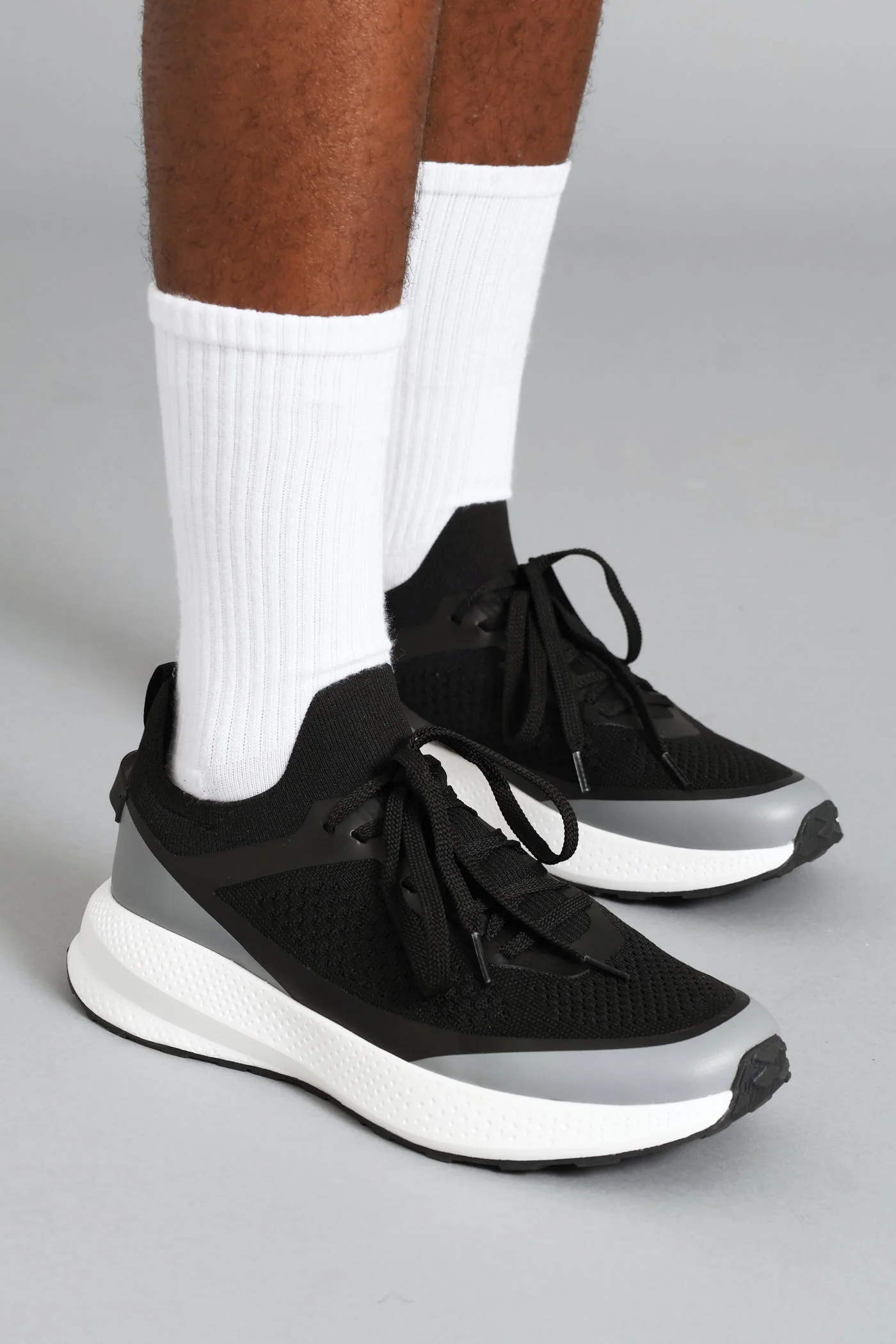 S ACTIVE Flyer Knit Lace Up Trainer - Black - Image 5