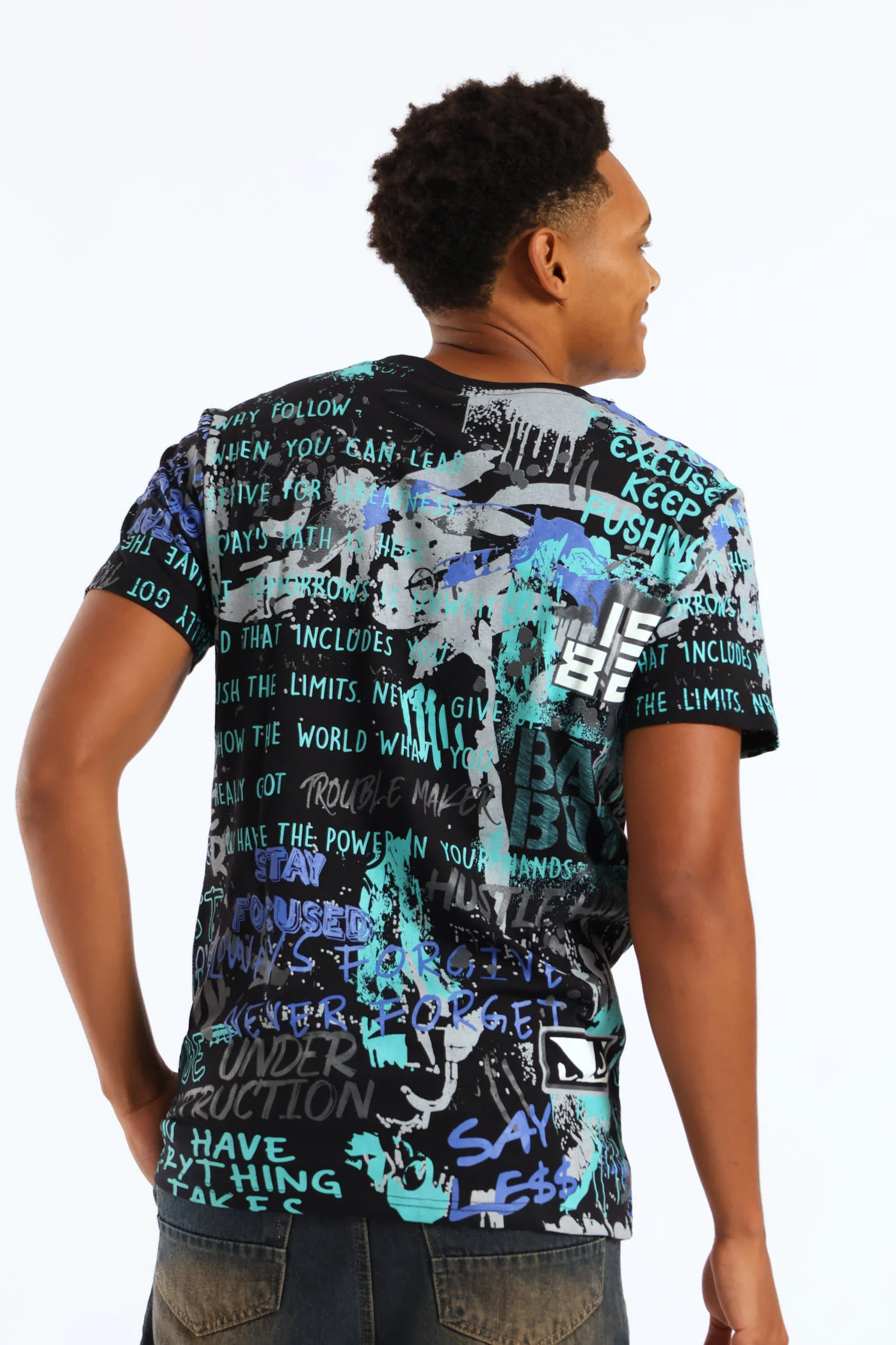 Focused Print Tee - Blue - Image 4