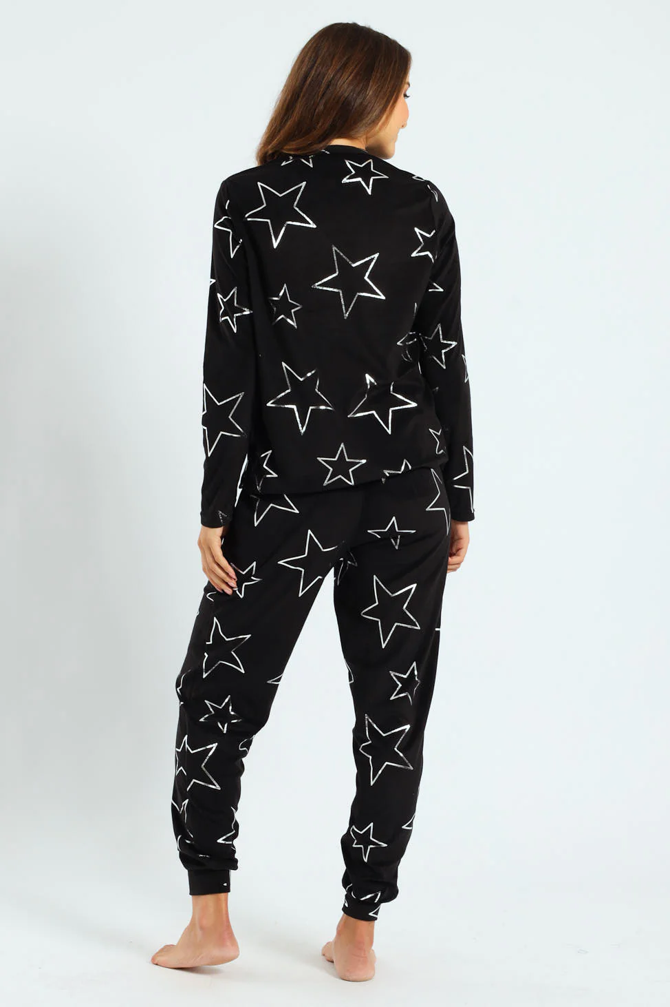 Foil Stars Long Sleeve Top & Pant Set - Black - Image 3