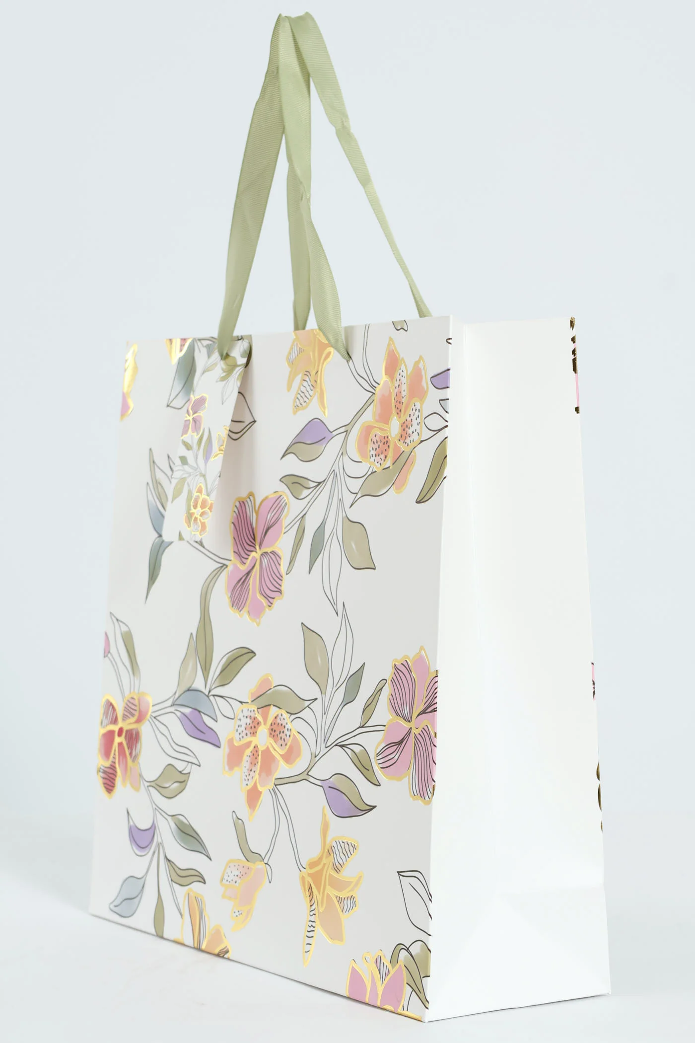 Large Foliage Foil Print Gift Bag - White - Image 3
