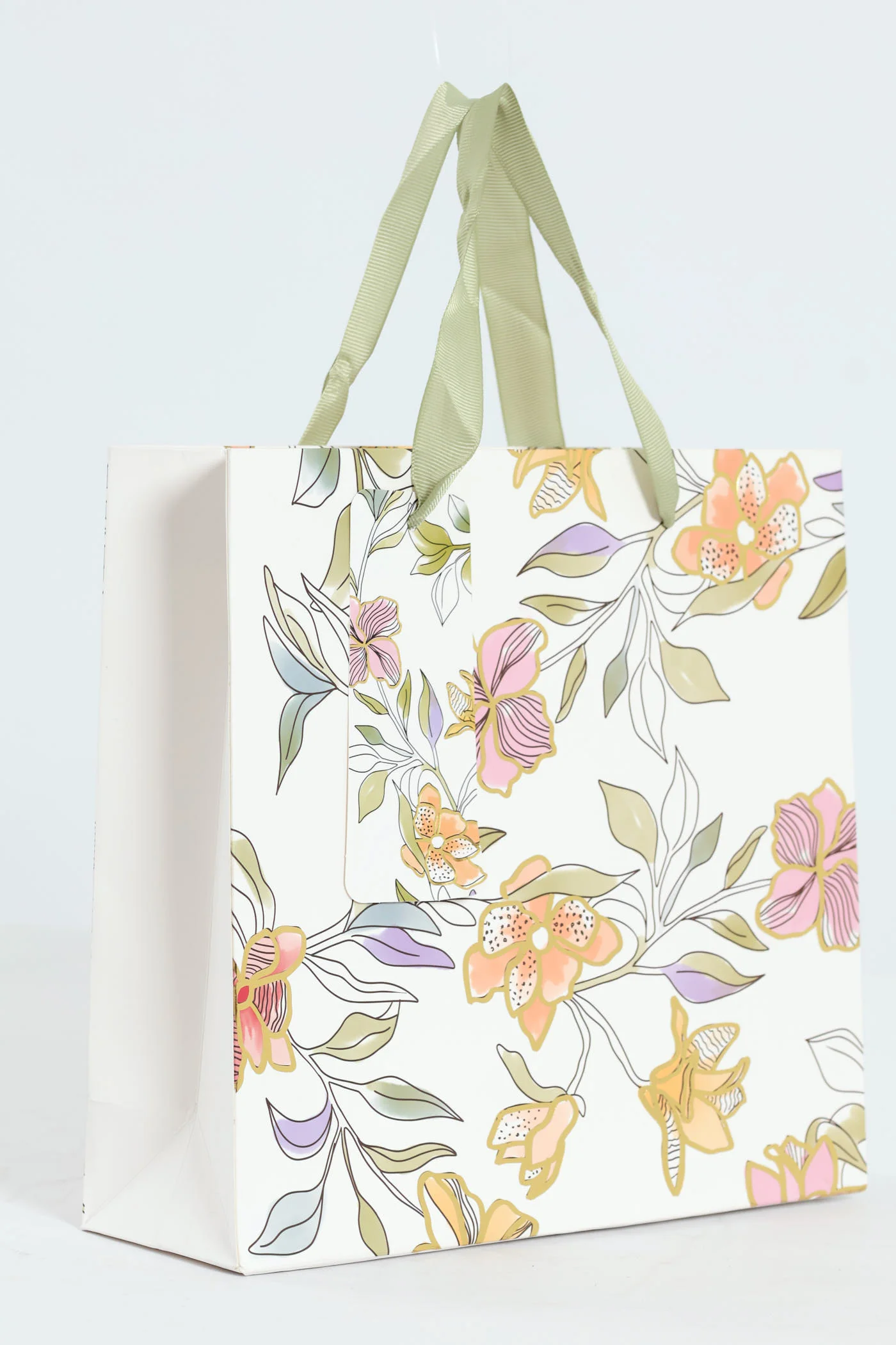 Small Foliage Foil Print Gift Bag - White - Image 3