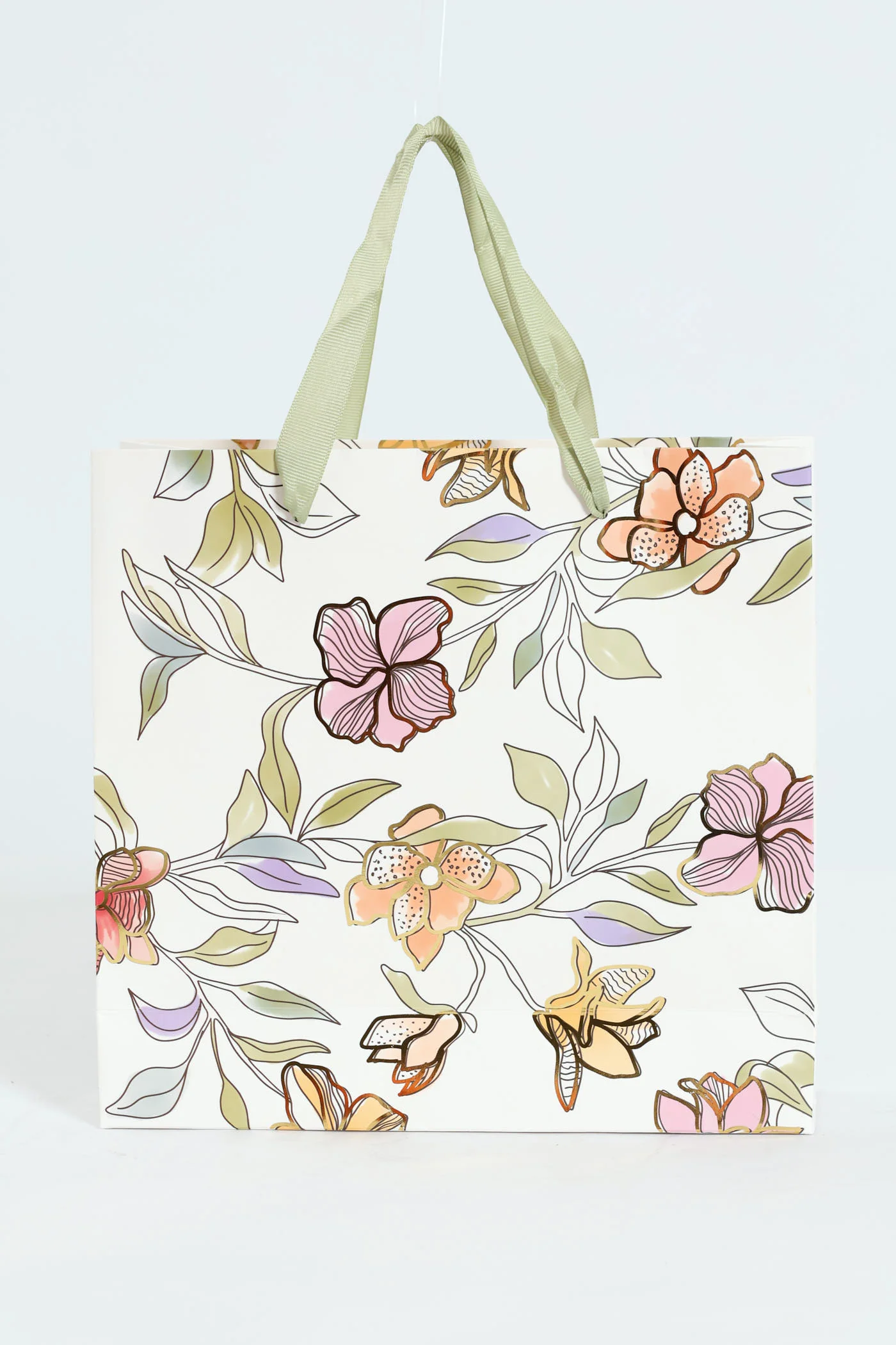 Small Foliage Foil Print Gift Bag - White - Image 4