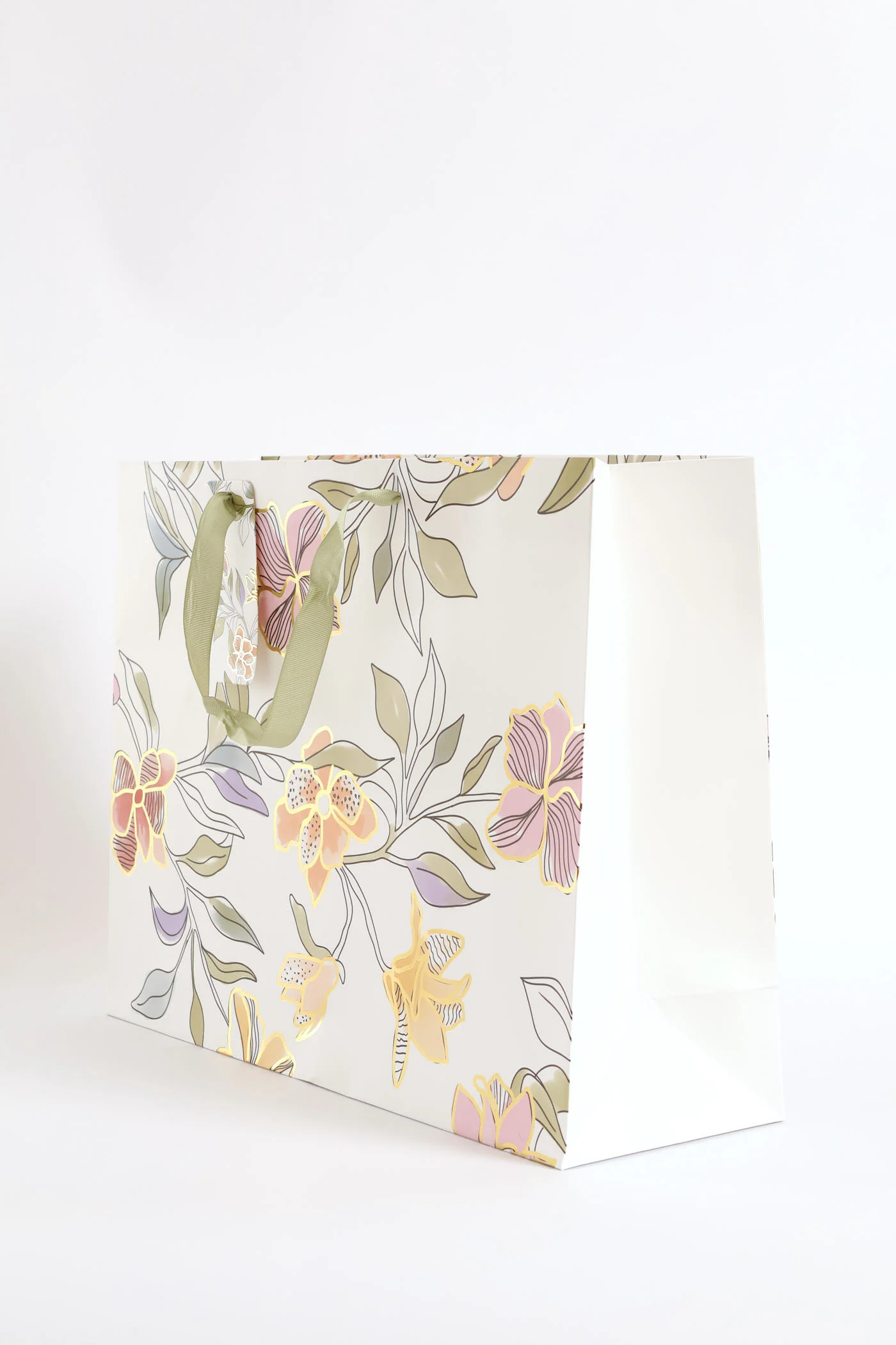 Foilage Print Gift Bag - White - Image 2