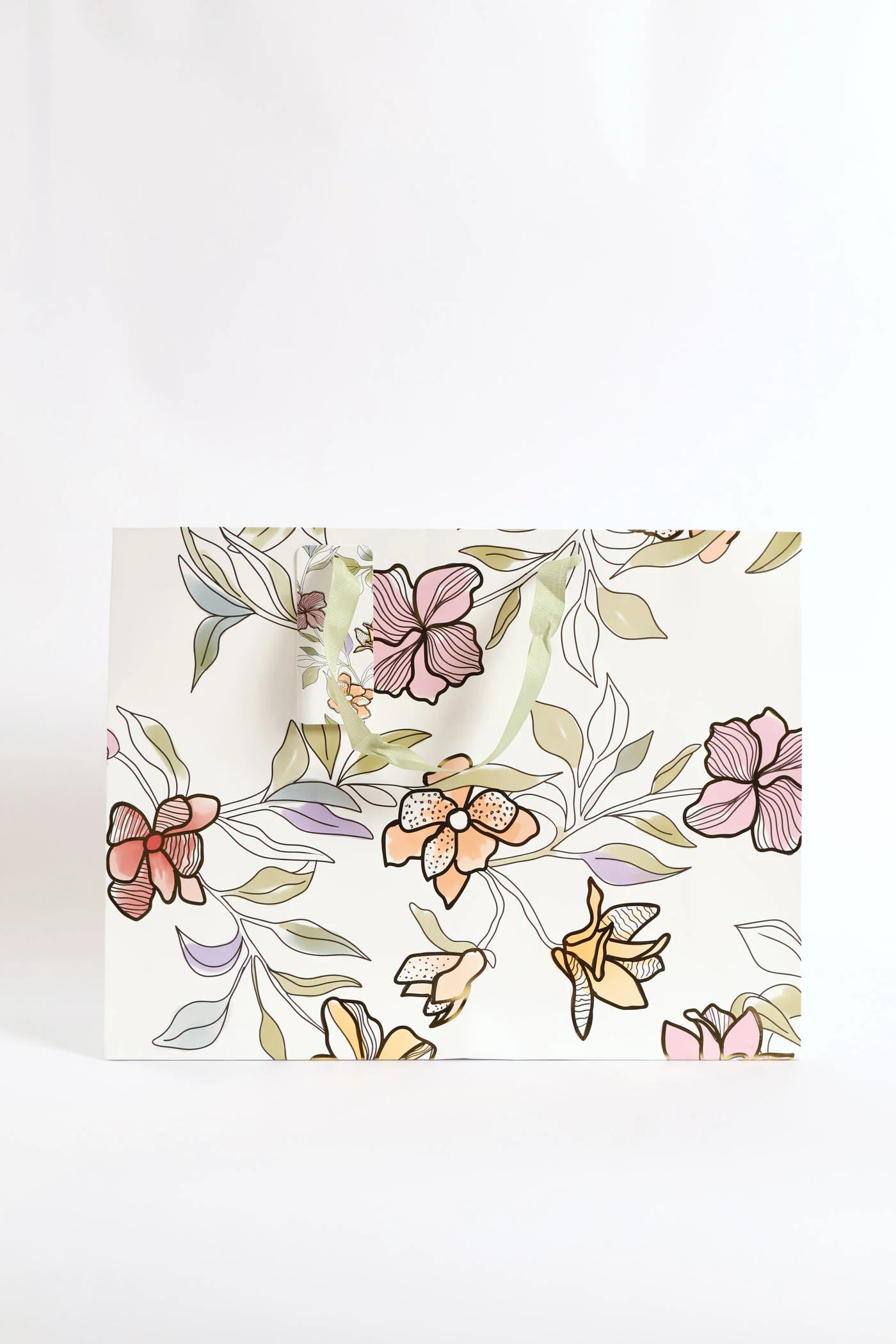 Foilage Print Gift Bag - White - Image 3