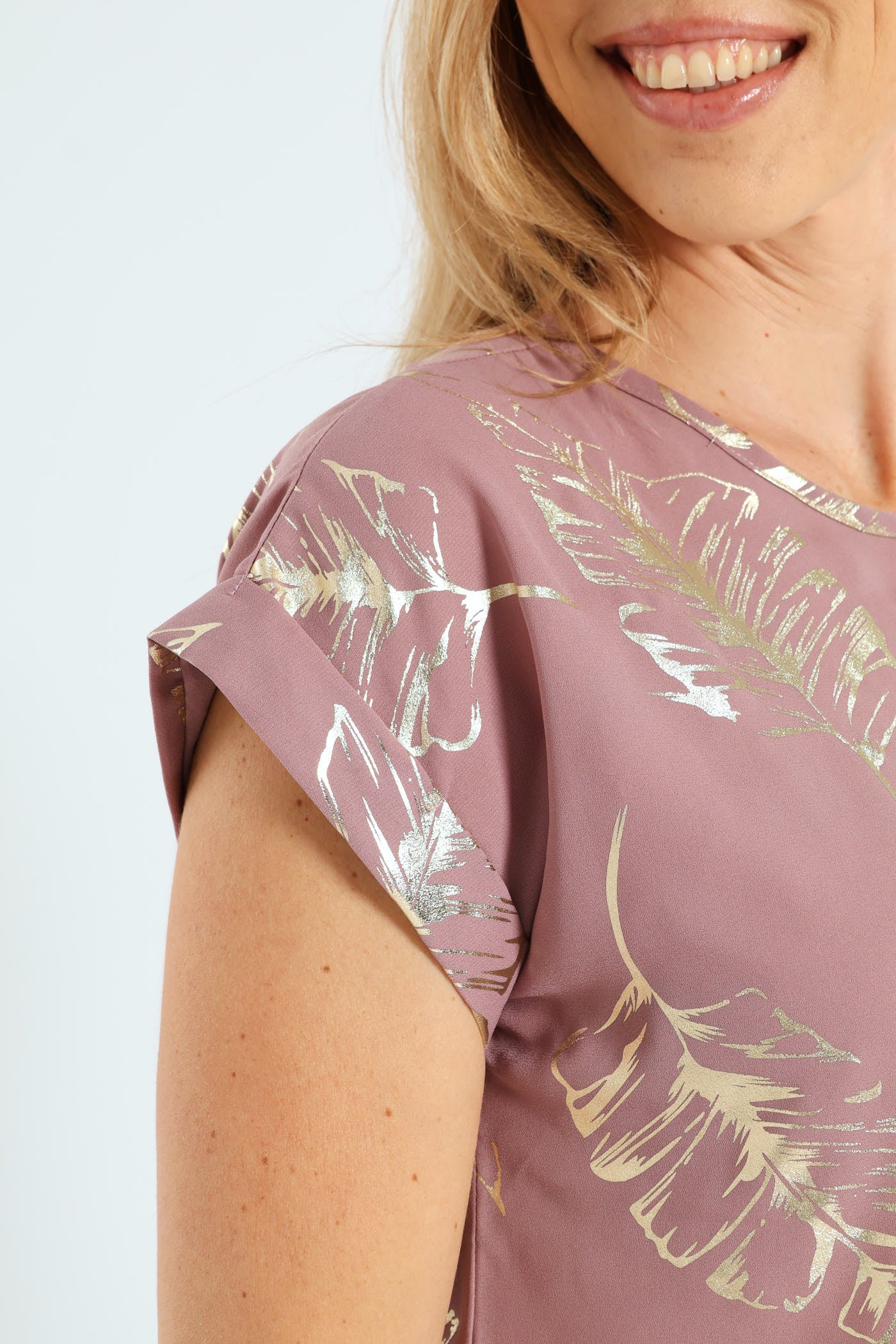 Formal Floral Tee - Mauve - Image 2