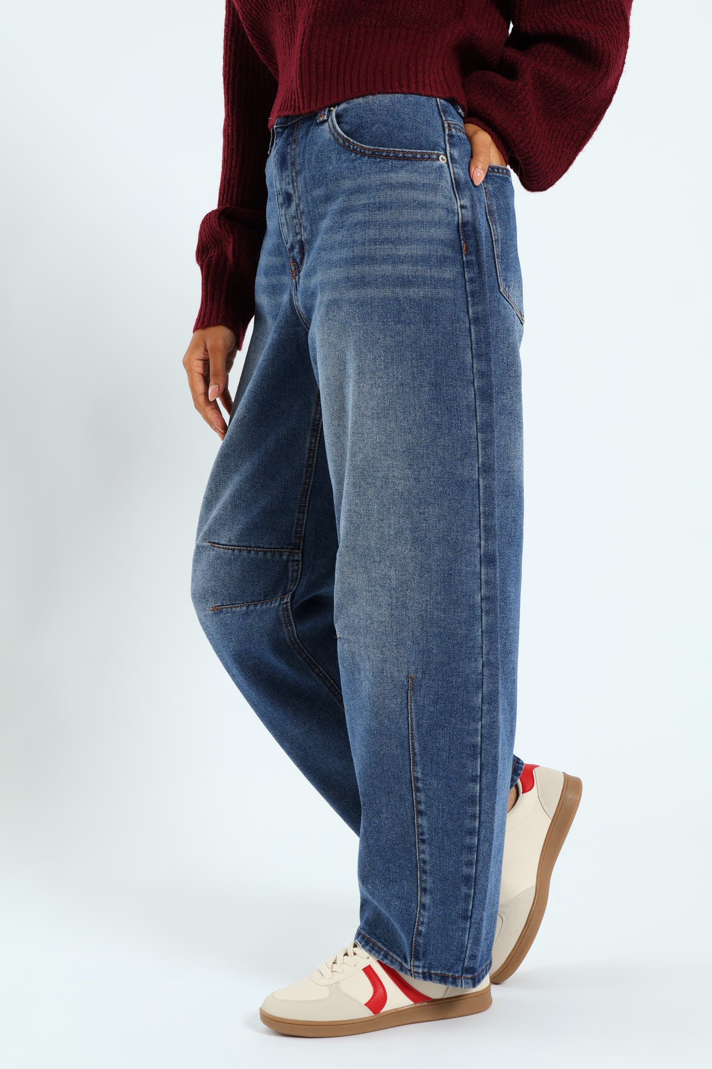 Forward Seam Barrel Jean - Dark Blue - Image 4