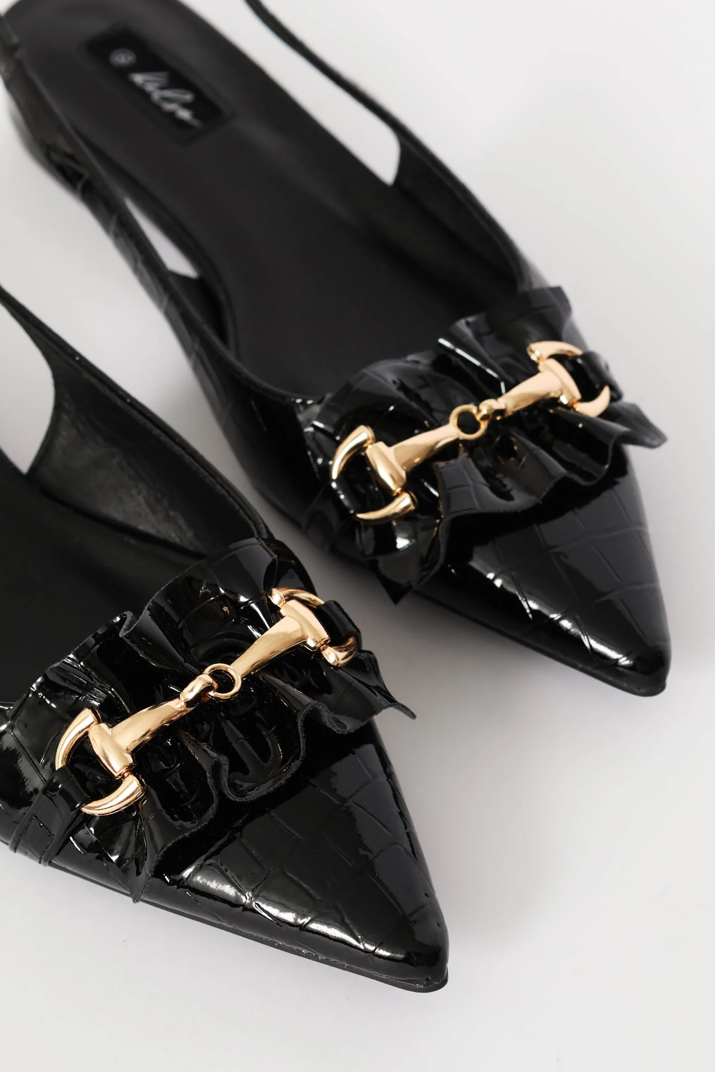 Frill & Metal Trim Slingback - Black - Image 2