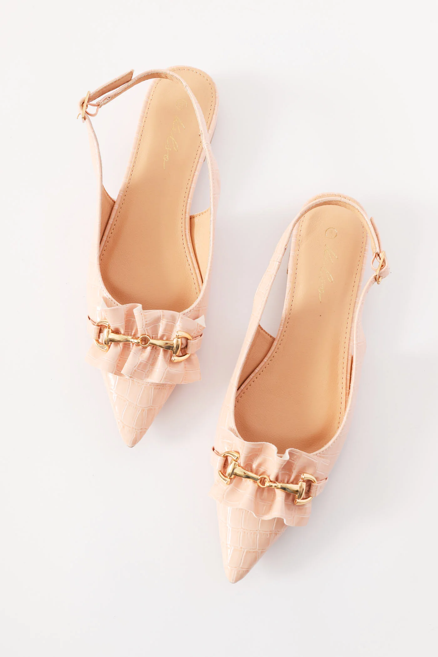 Frill & Metal Trim Slingback - Dusty Pink - Image 3