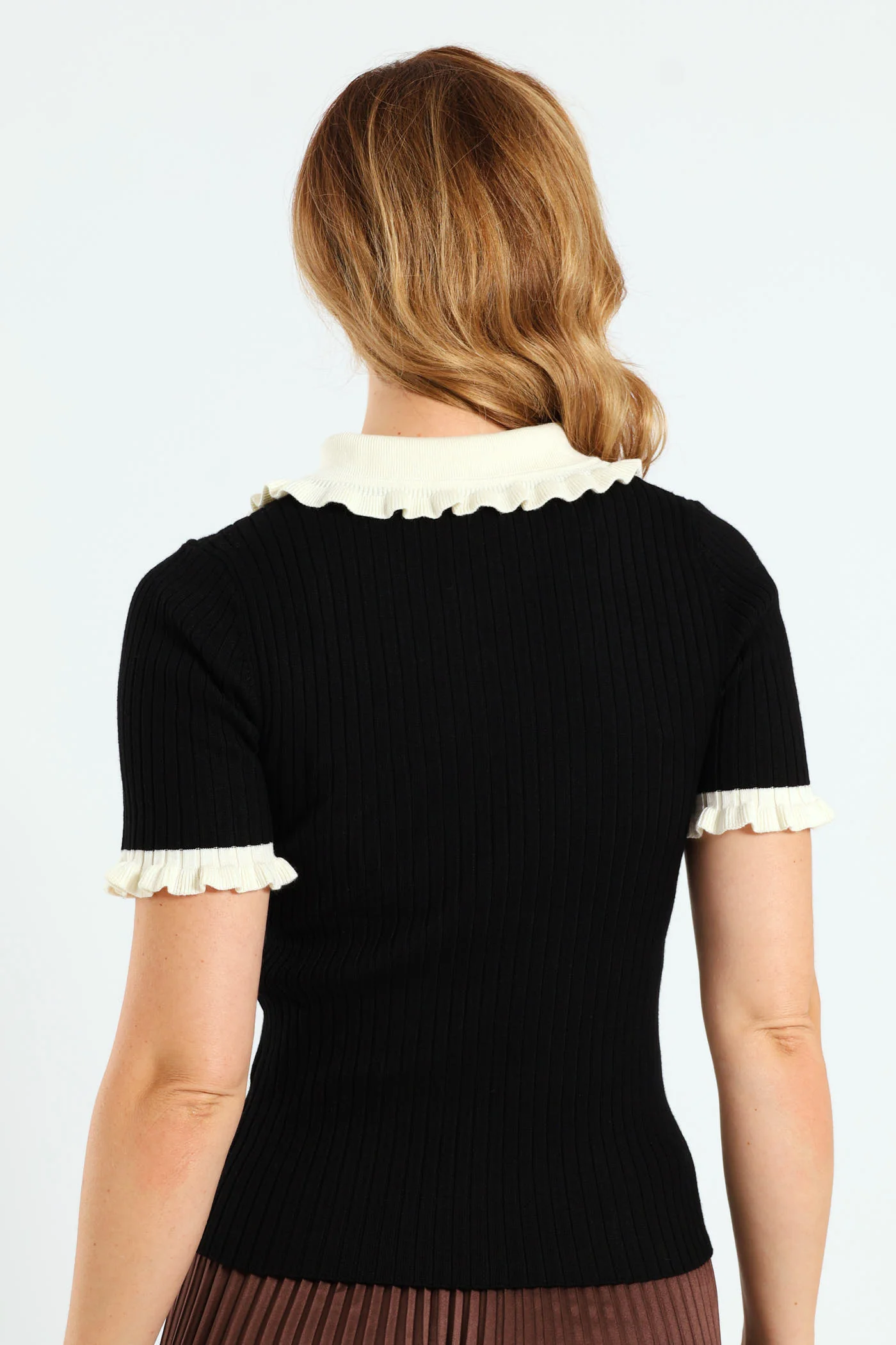 Frill Detail Golfer - Black/Cream - Image 4