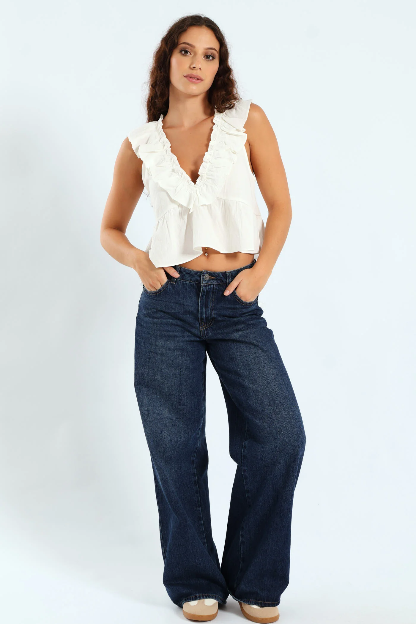 Frill Front Blouse - Off White - Image 2
