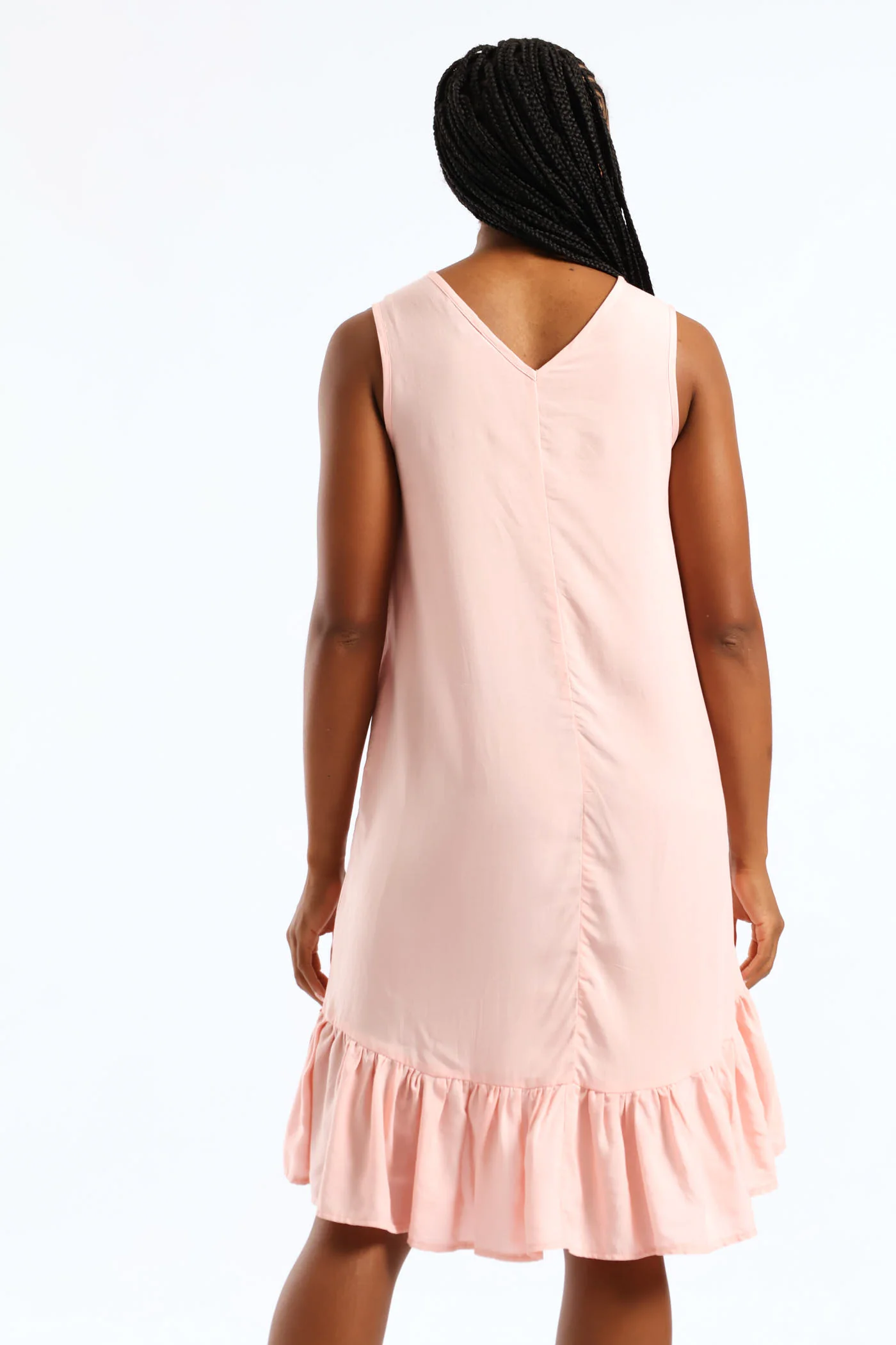 Frill Hem Hi-Lo Shift Mini Dress - Light Pink - Image 4