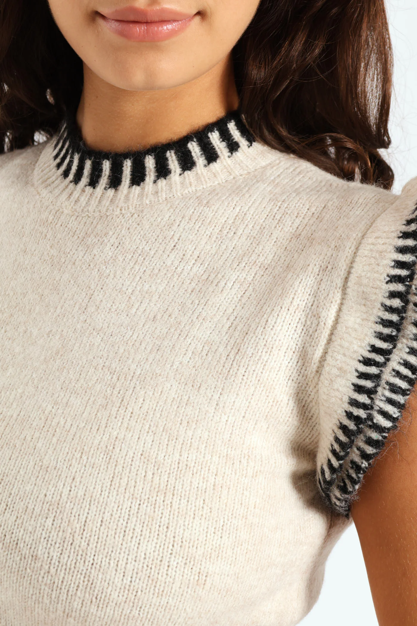Frill Sleeve Knit Top - Cream - Image 5