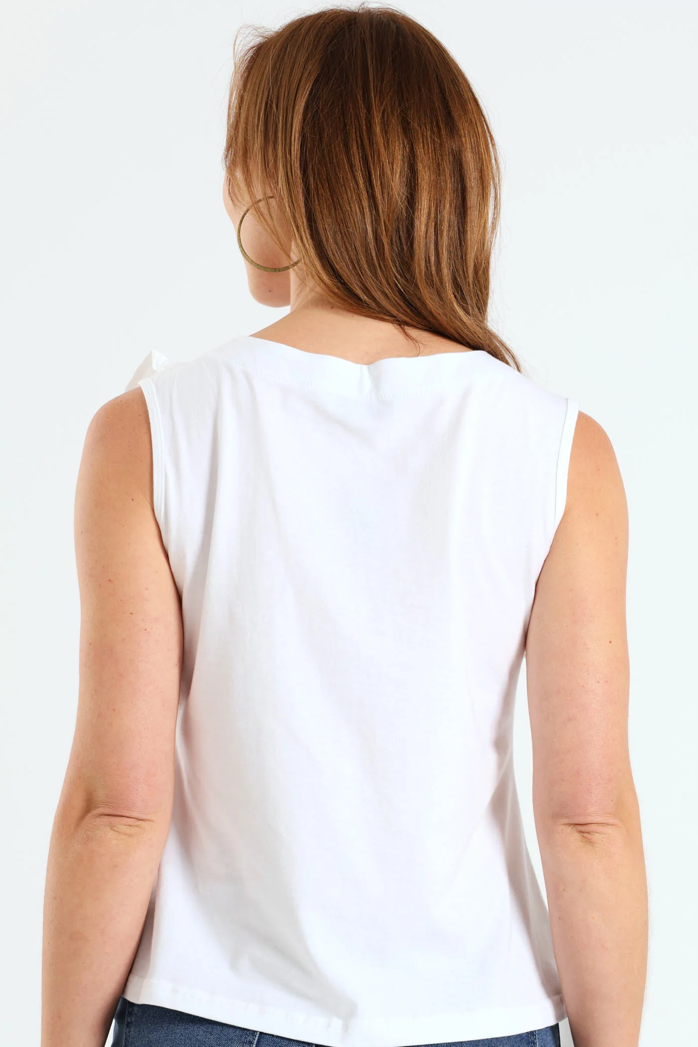 Frill Strap Fitted Combo Top - White - Image 3