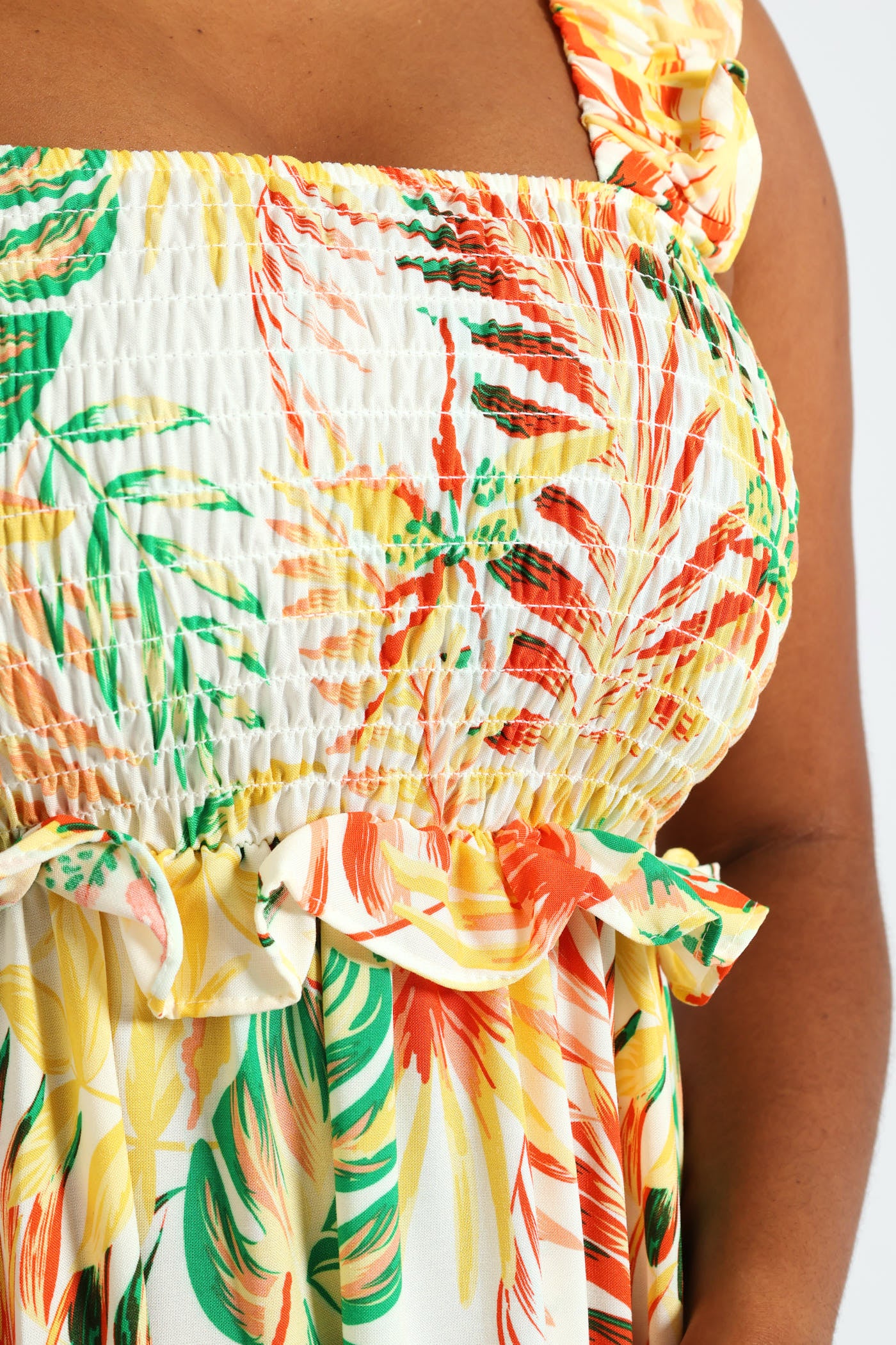 Frill Strap Shirred Tiered Maxi Dress - Multi - Image 4
