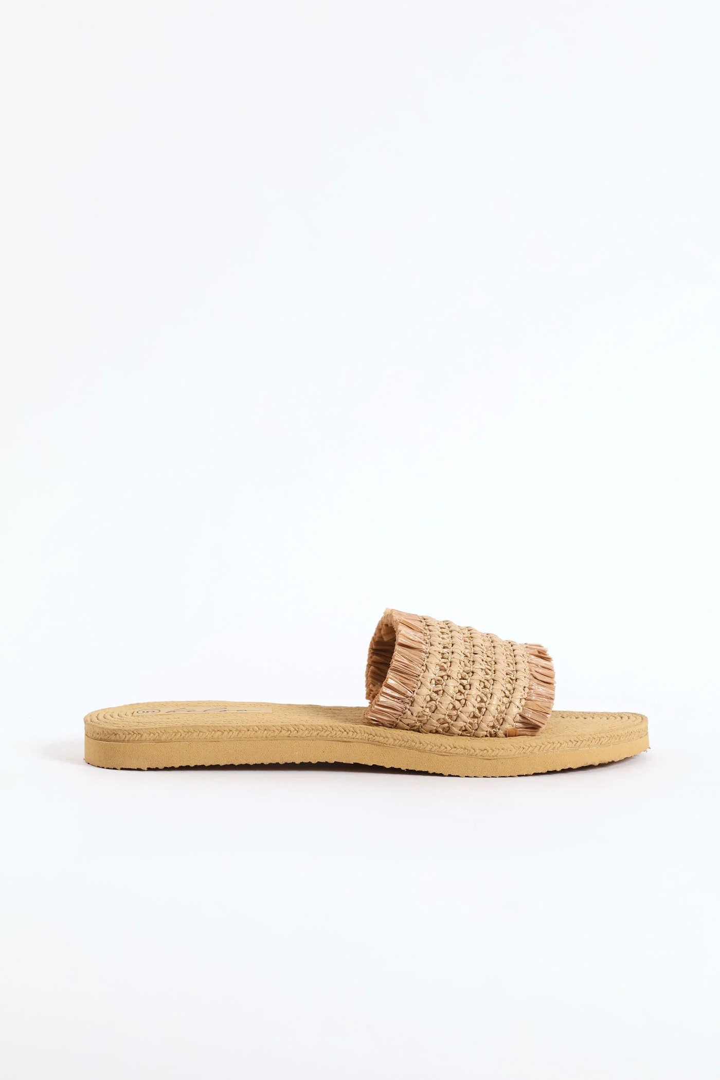 Fringe Detail Raffia Mule Sandal - Natural - Image 3