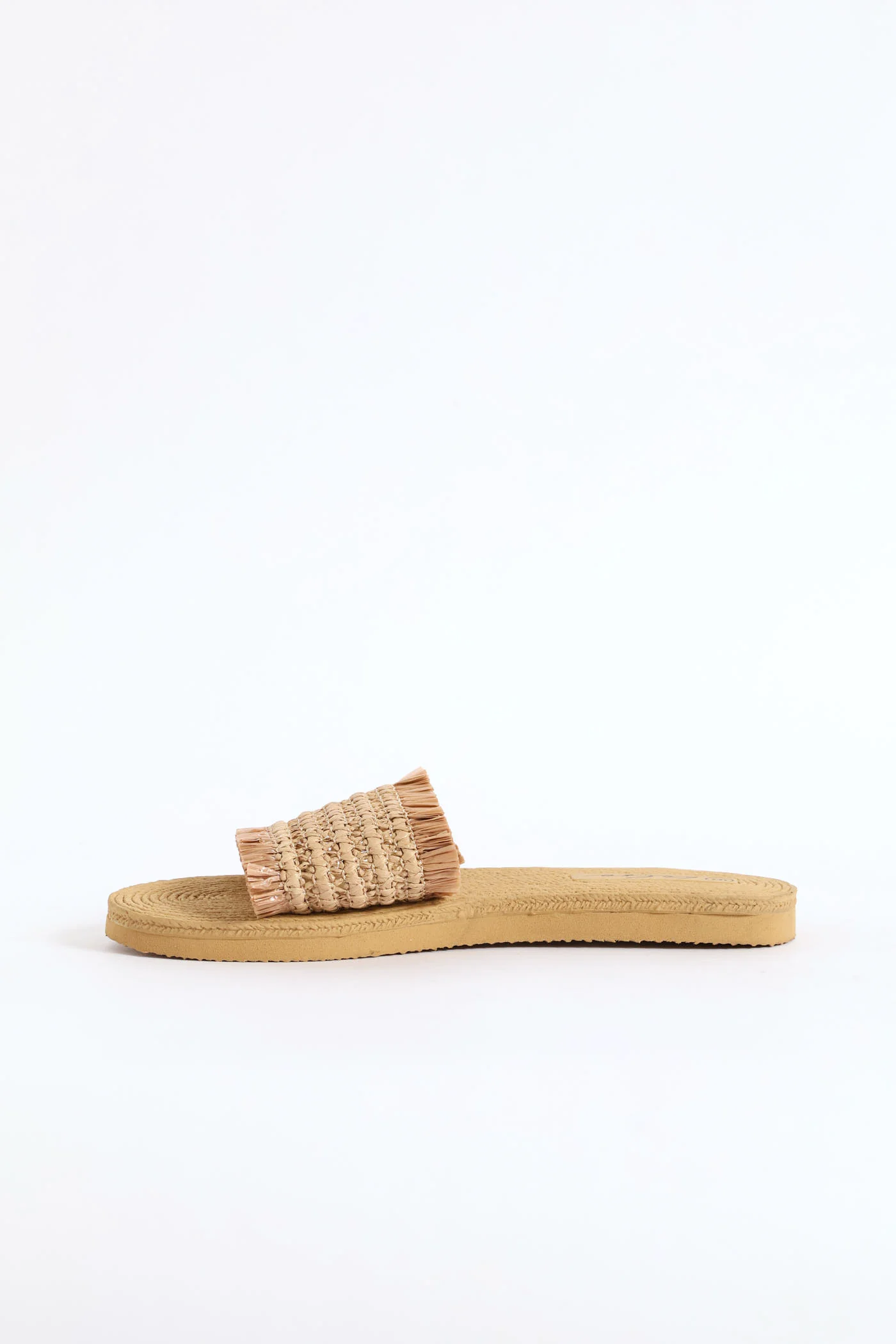 Fringe Detail Raffia Mule Sandal - Natural - Image 4