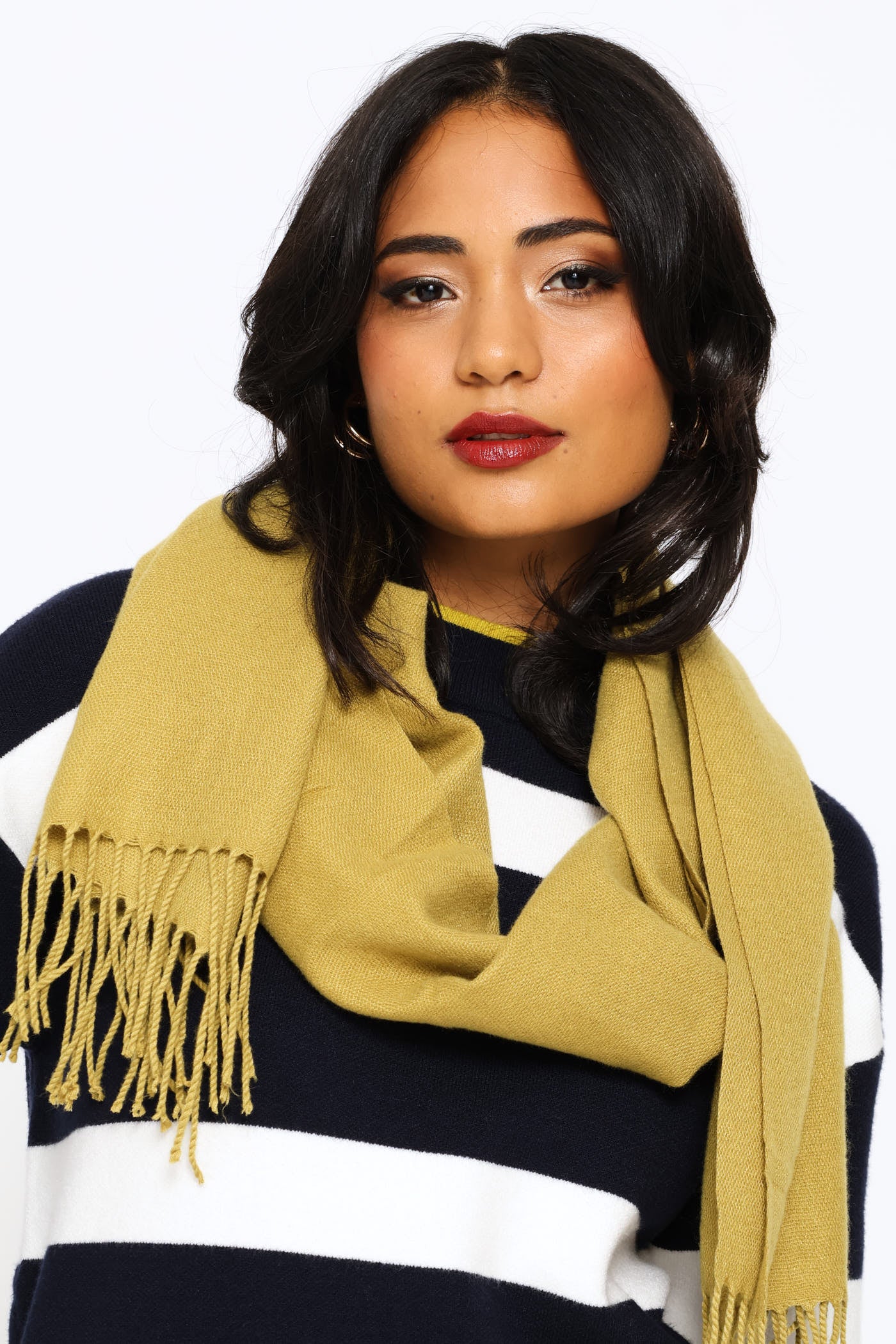 Fringe Detail Woven Scarf - Chartreuse - Image 3