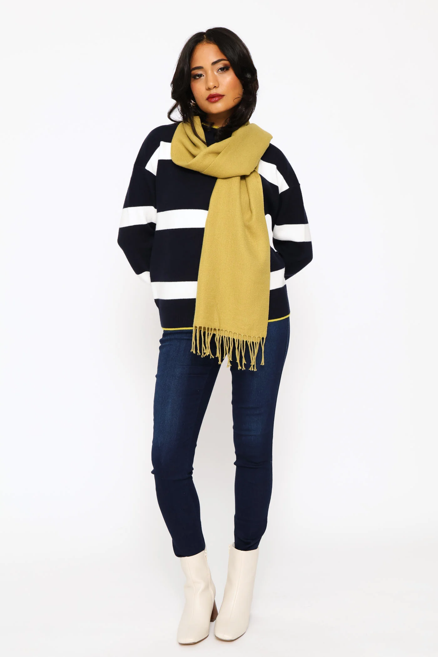 Fringe Detail Woven Scarf - Chartreuse - Image 5