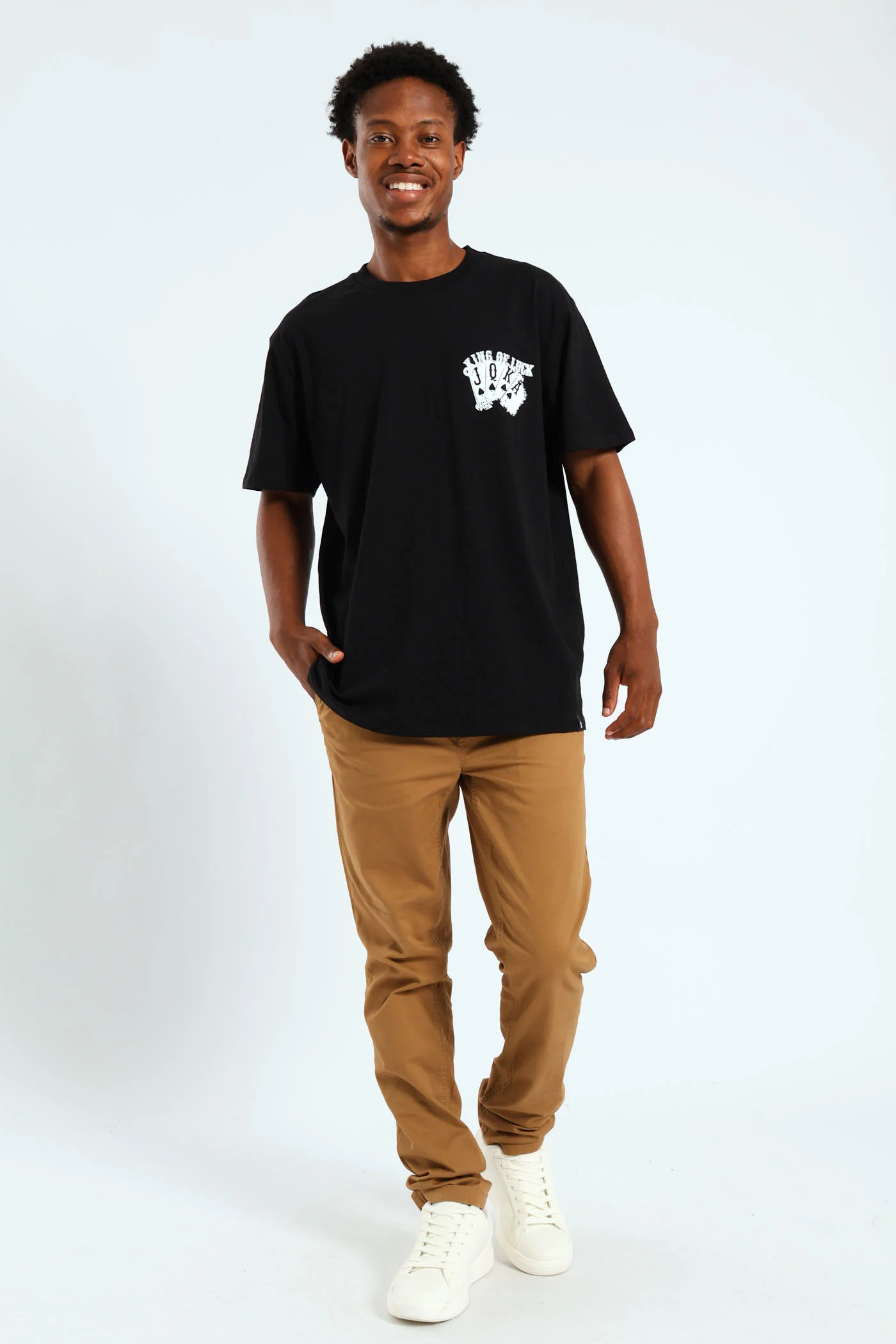 Front & Back Cards Print Tee - Black - Image 4
