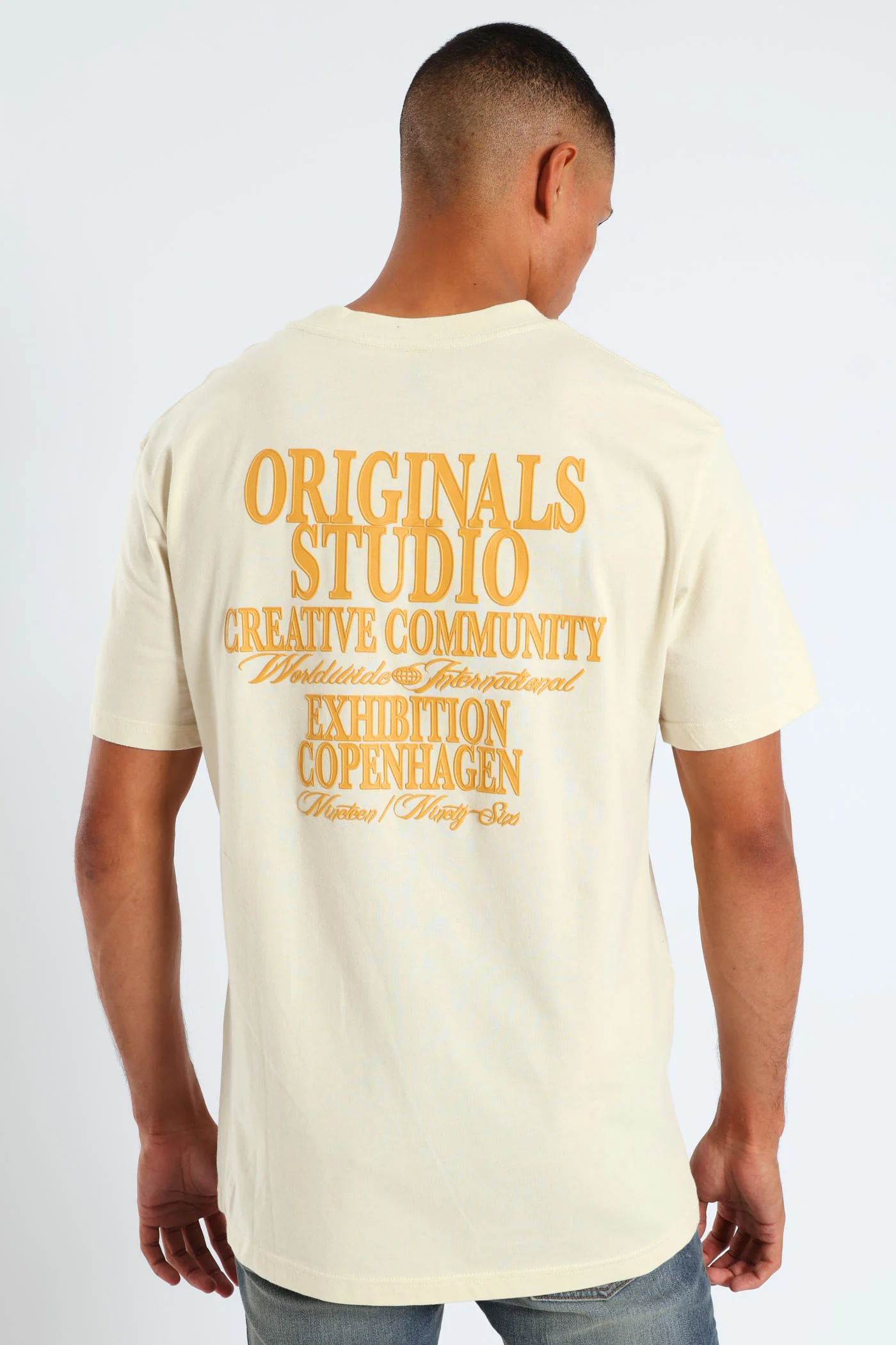 Front & Back Print Studio Tee - Light Stone - Image 6