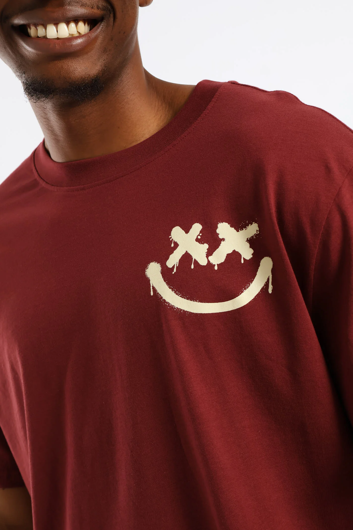 Front & Back Print T-Shirt - Burgundy - Image 2